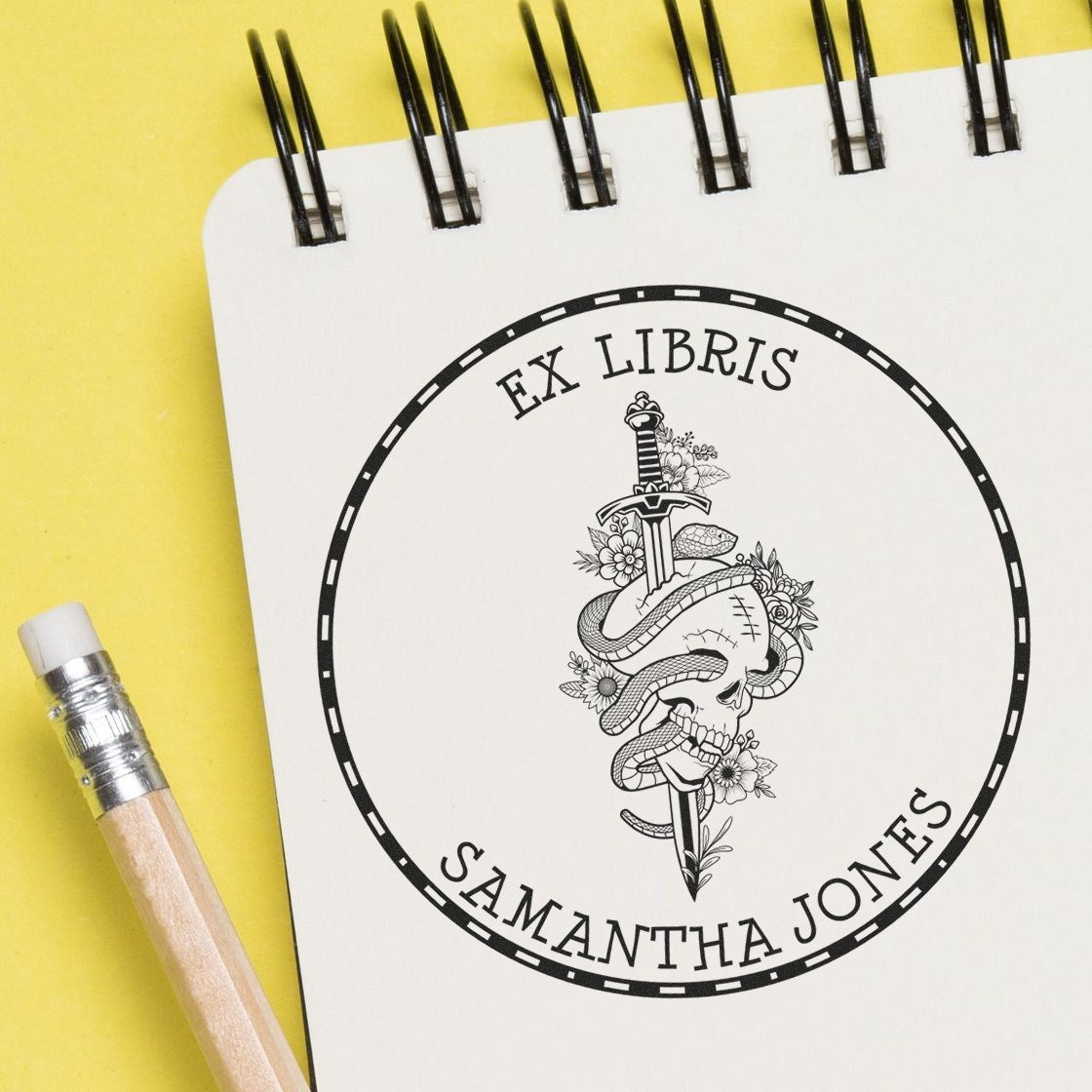 Celestial Fury Mythical Swords Self-Inking Personalizable Name For Library Stamp