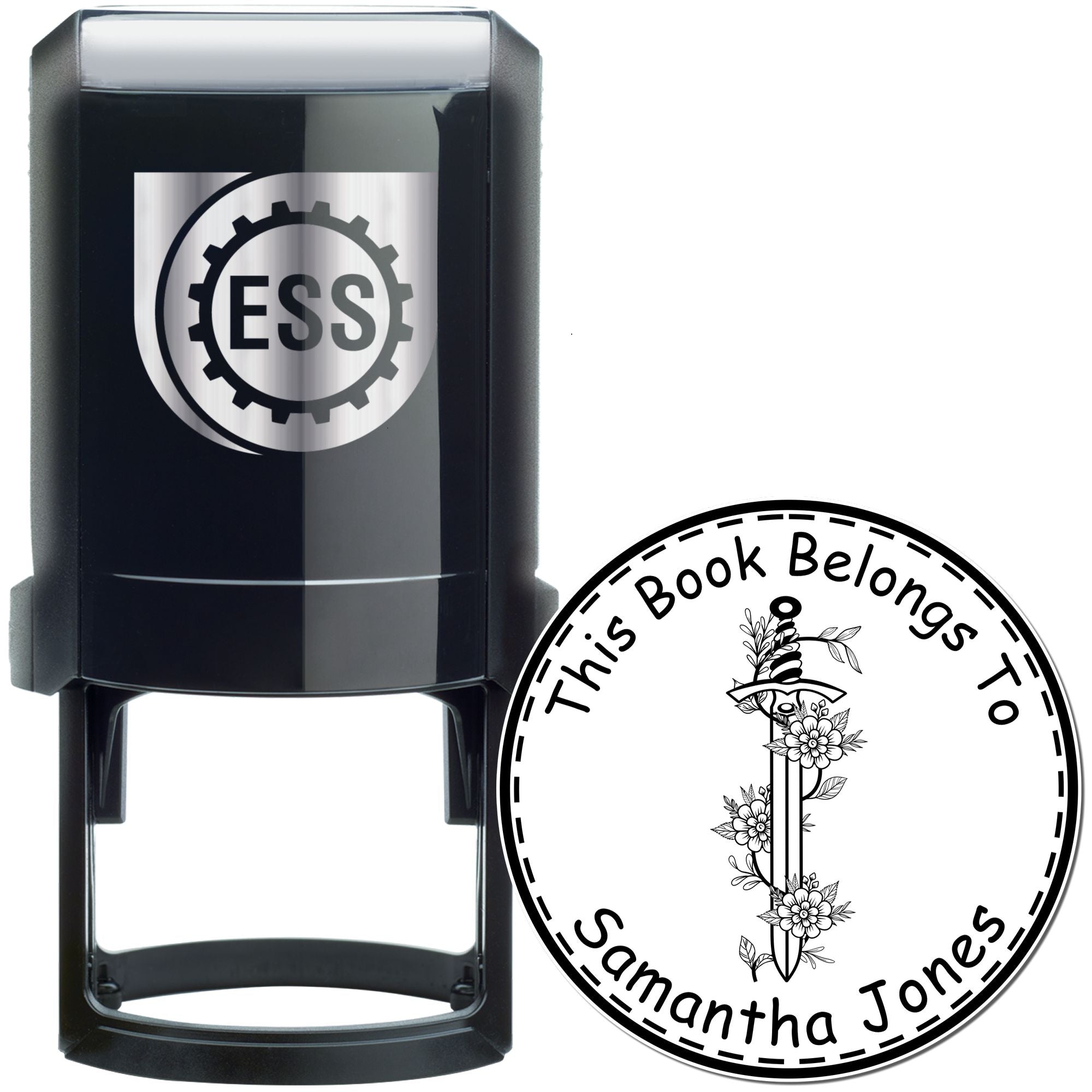 Tempest's Heart Mythical Swords Self-Inking Personalizable Ex Libris Book Stamp