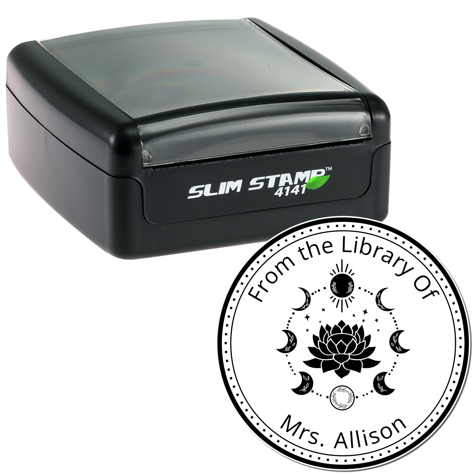 Slim Pre-Inked Nyx's Silhouette Mystic Personalized Ex Libris Design Stamp