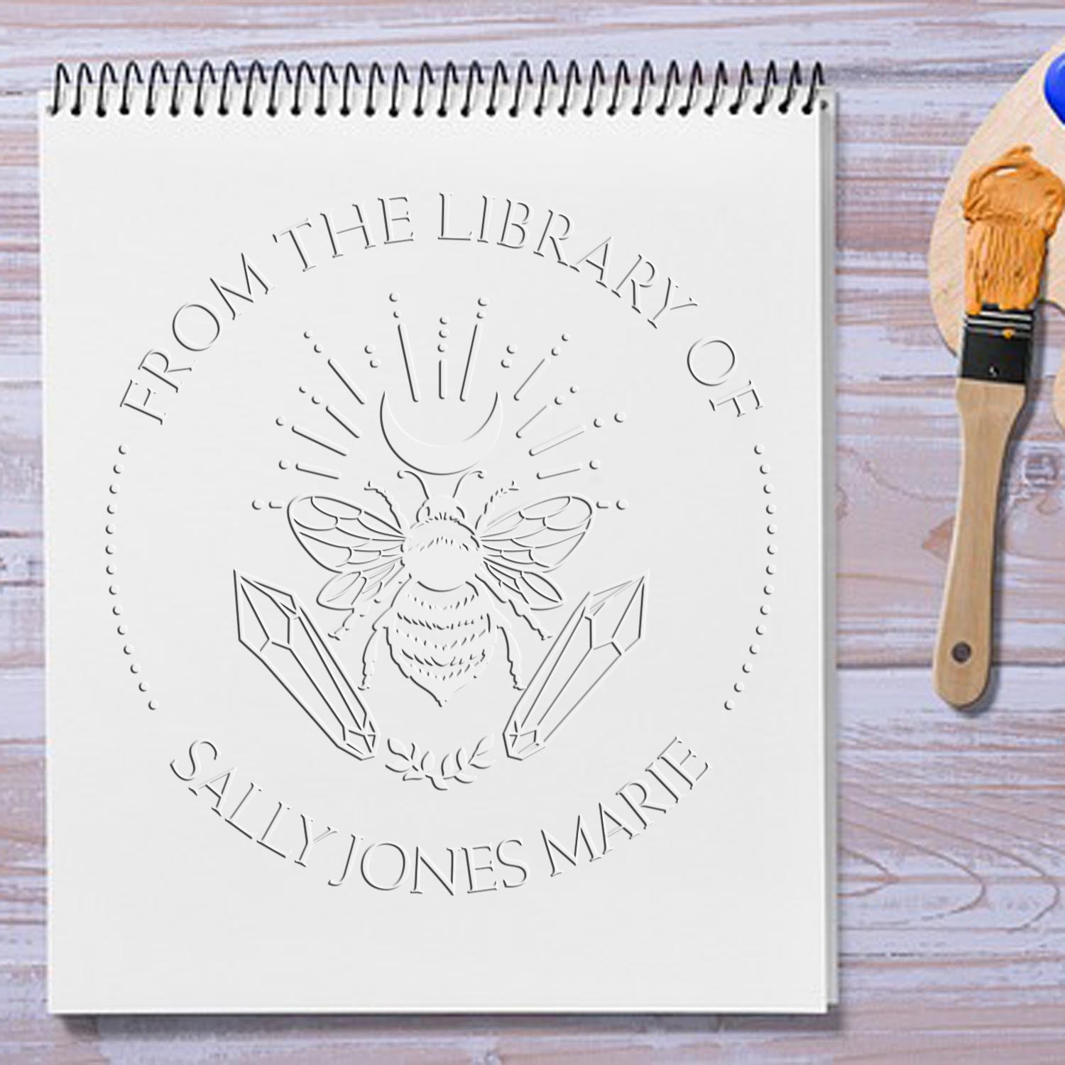 Mystara's Bloom Mystic Desk Personalizable Bookplate Sticker Embosser - Engineer Seal Stamps