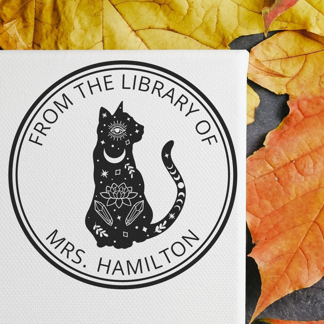 Lunara's Crescent Tarot Pre-Inked Custom Ex Libris Bookplate Stamp - Engineer Seal Stamps