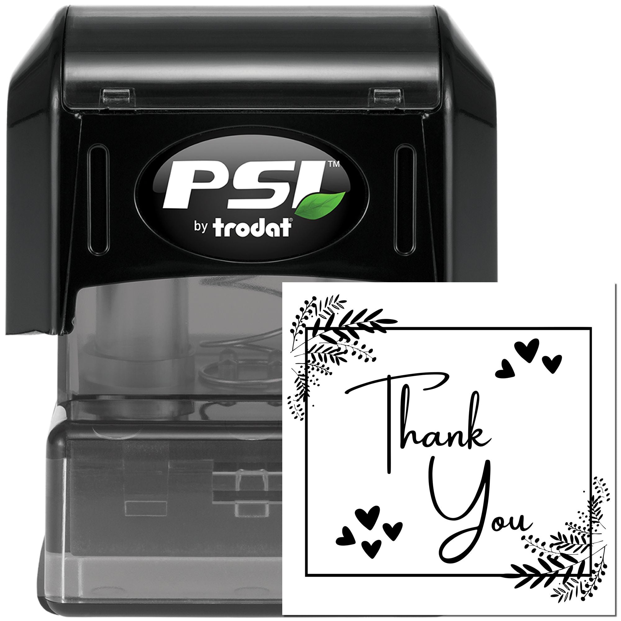 Pre-Inked Botanical Bliss Personalized Thank You Stamp - Engineer Seal Stamps