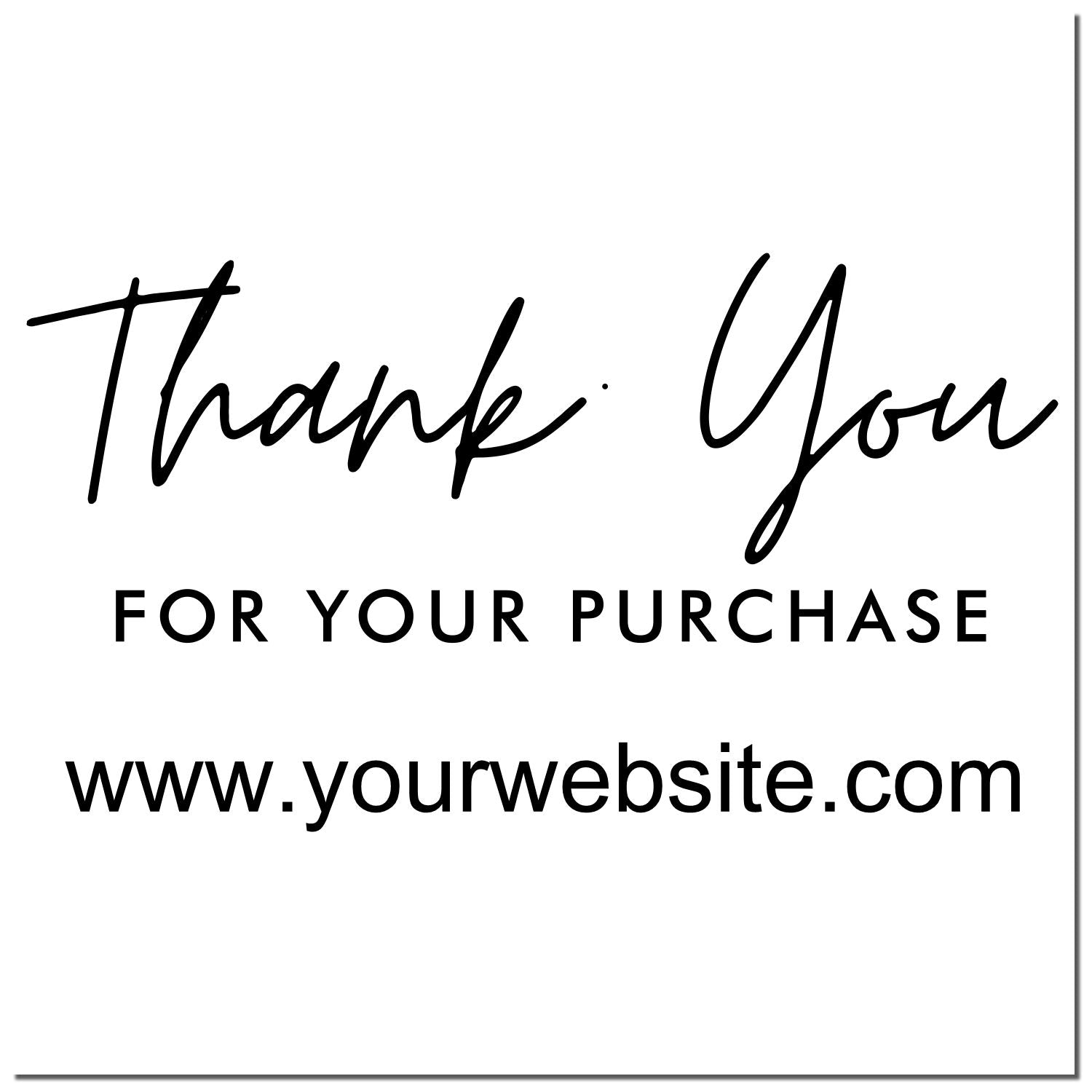 Black thank-you stamp and seal reading Thank You For Your Purchase with website text on white background.