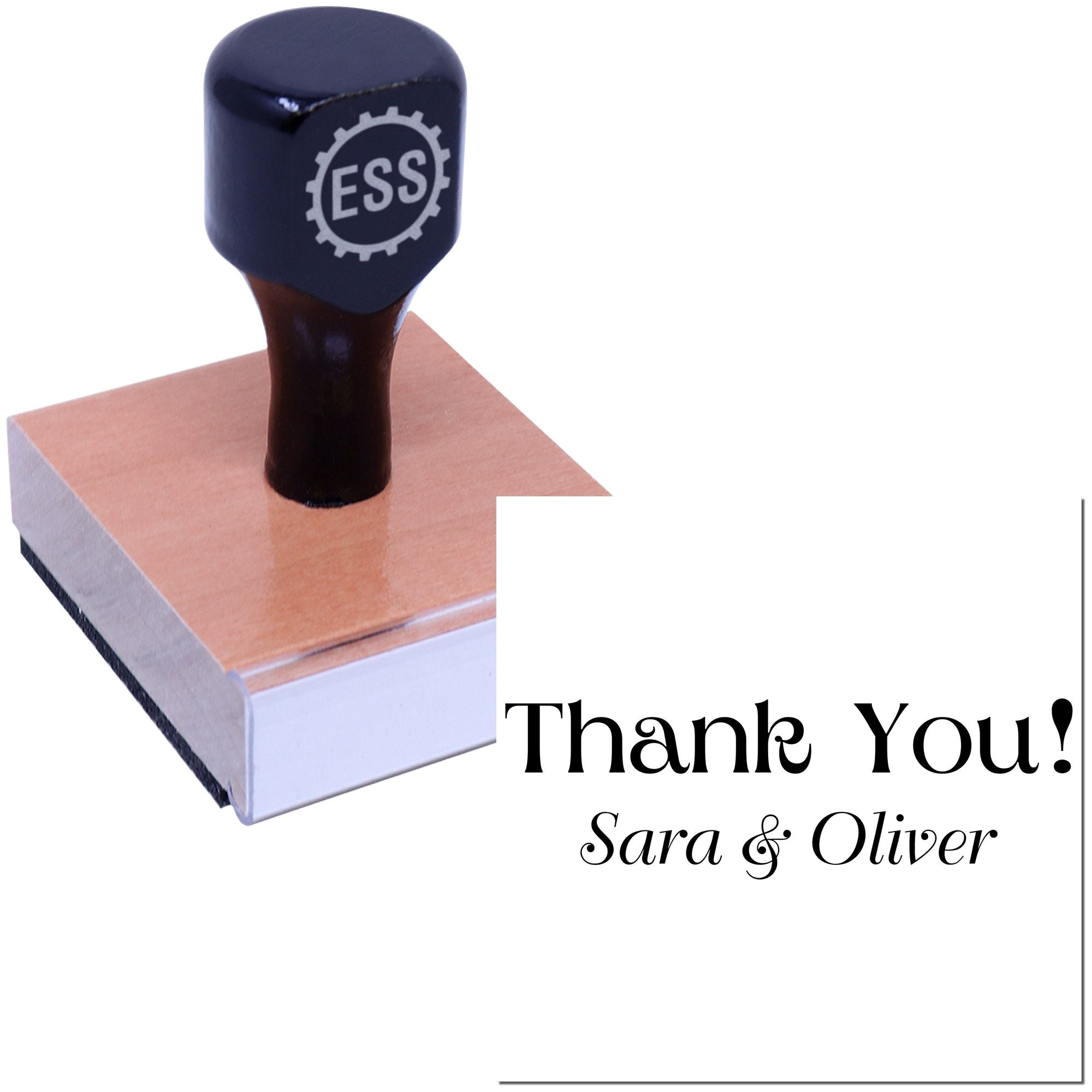 Square Fancy Gratitude Customized Thanks Wood Stamp