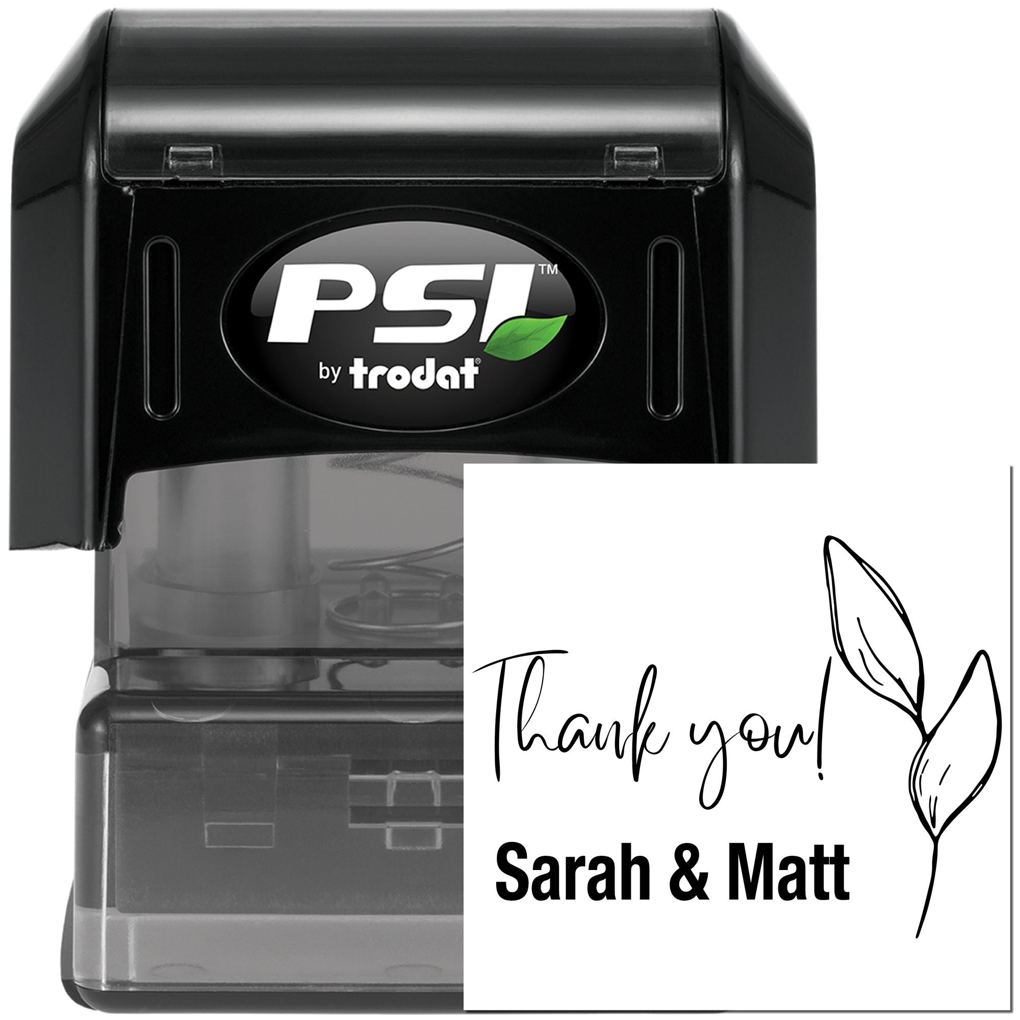 Pre-Inked Leafy Thanks Customized Thank You Stamp - Engineer Seal Stamps