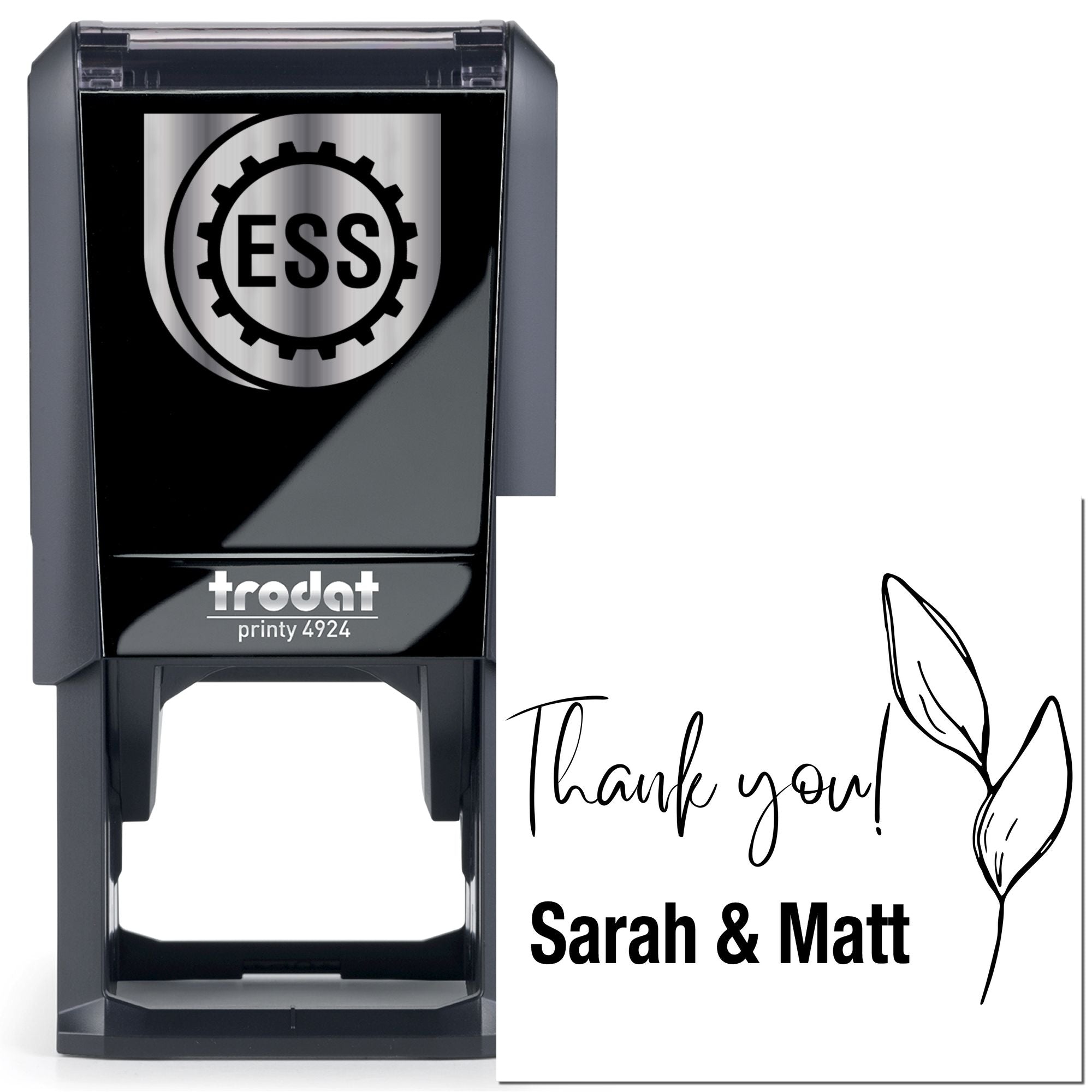Leafy Thanks Self-Inking Customized Thank You Stamp - Engineer Seal Stamps