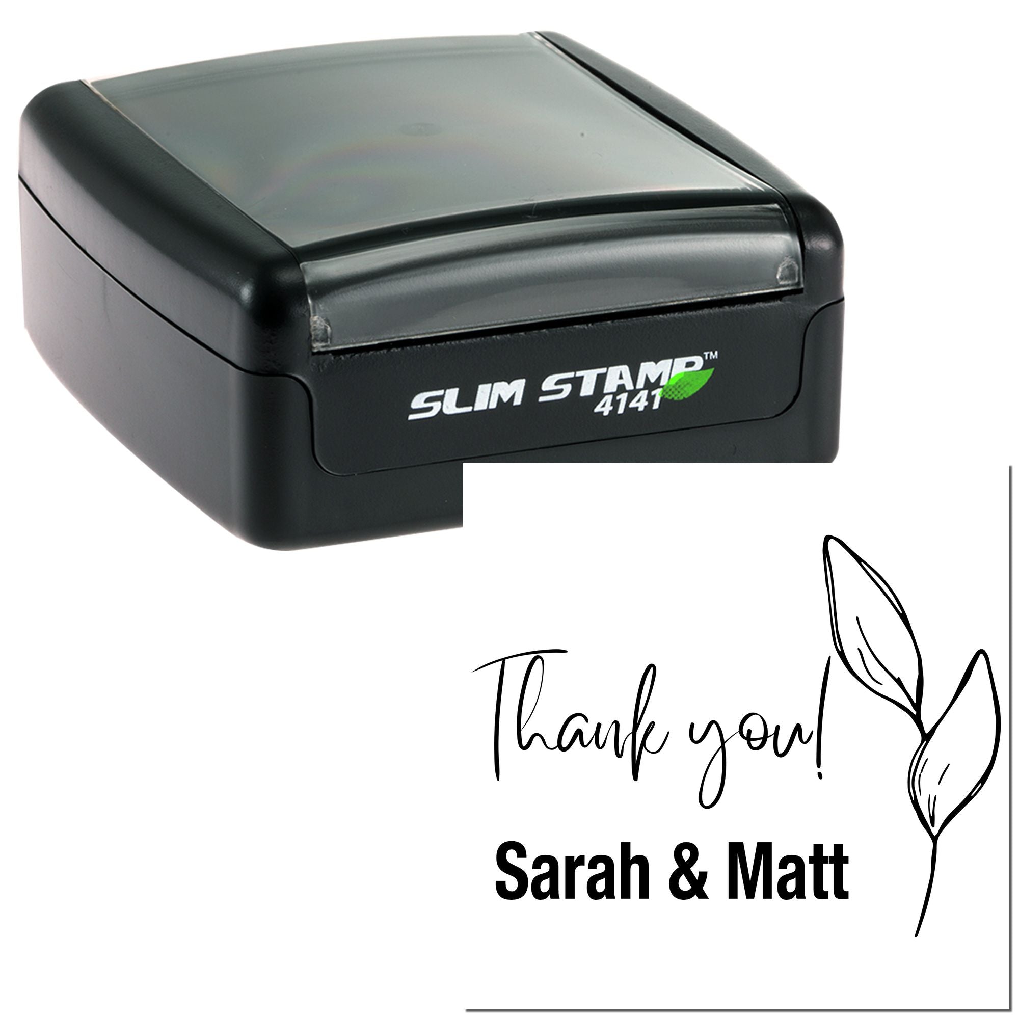 Portable Pre-Inked Leafy Thanks Personalized Thanks Stamp - Engineer Seal Stamps