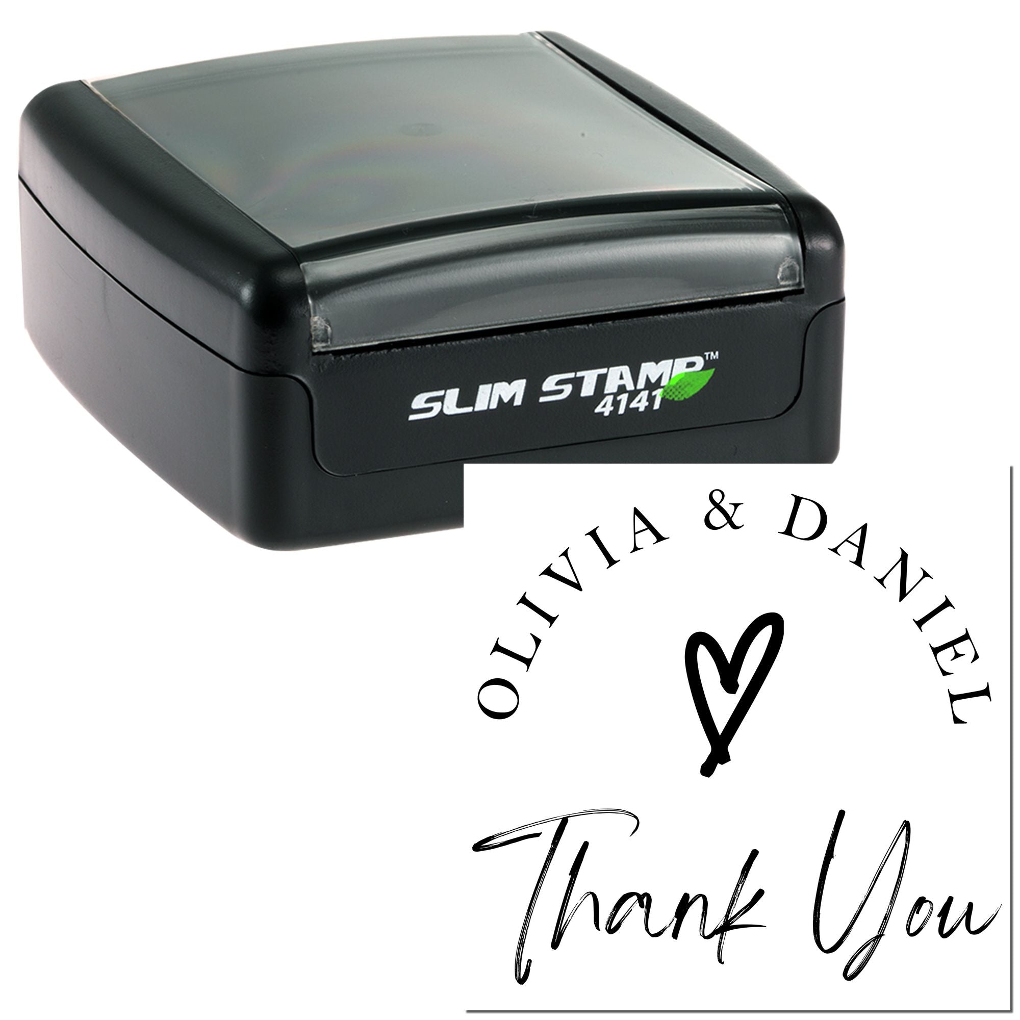 Portable Pre-Inked Heart Circle Personalized Thanks Rubber Stamp - Engineer Seal Stamps