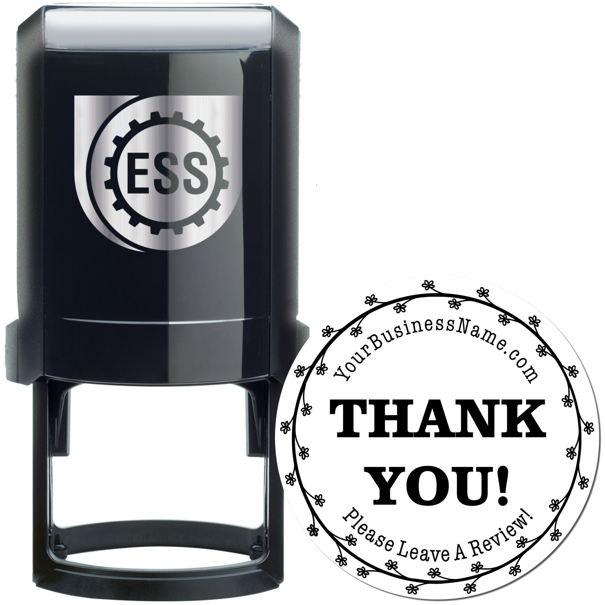 Blossom Ring Round Self-Inking Customized Thanks Stamp