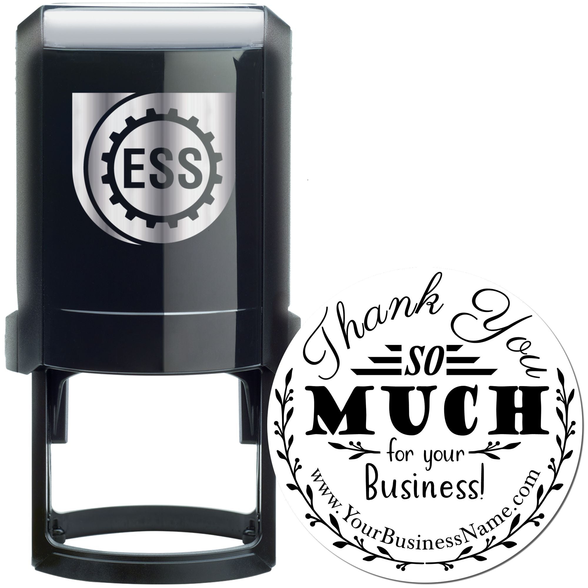 Bold Flourish Round Self-Inking Customized Thanks Stamper - Engineer Seal Stamps