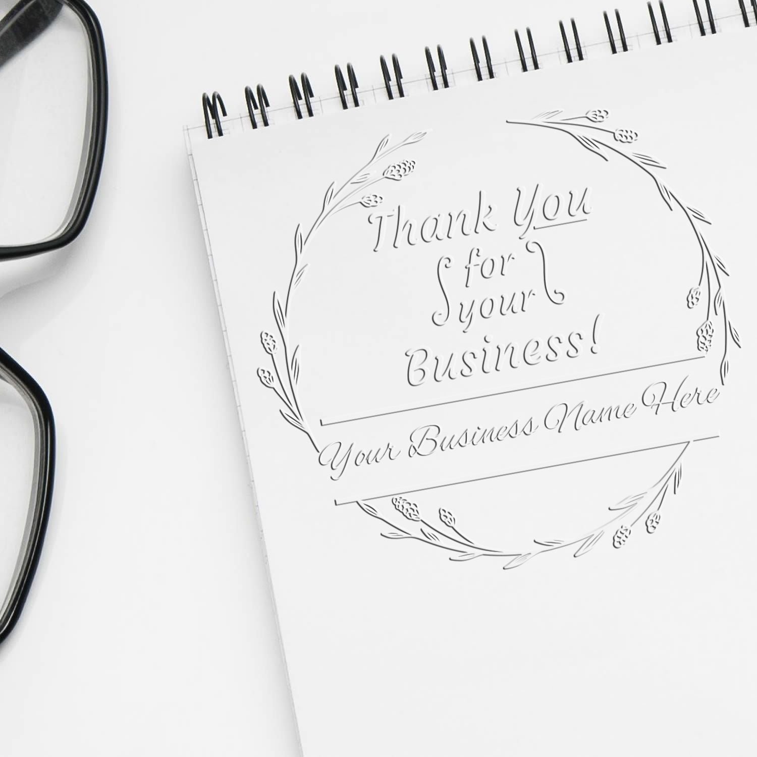 Soft Grateful Bloom Business Seal Custom Thanks Embossing Stamp