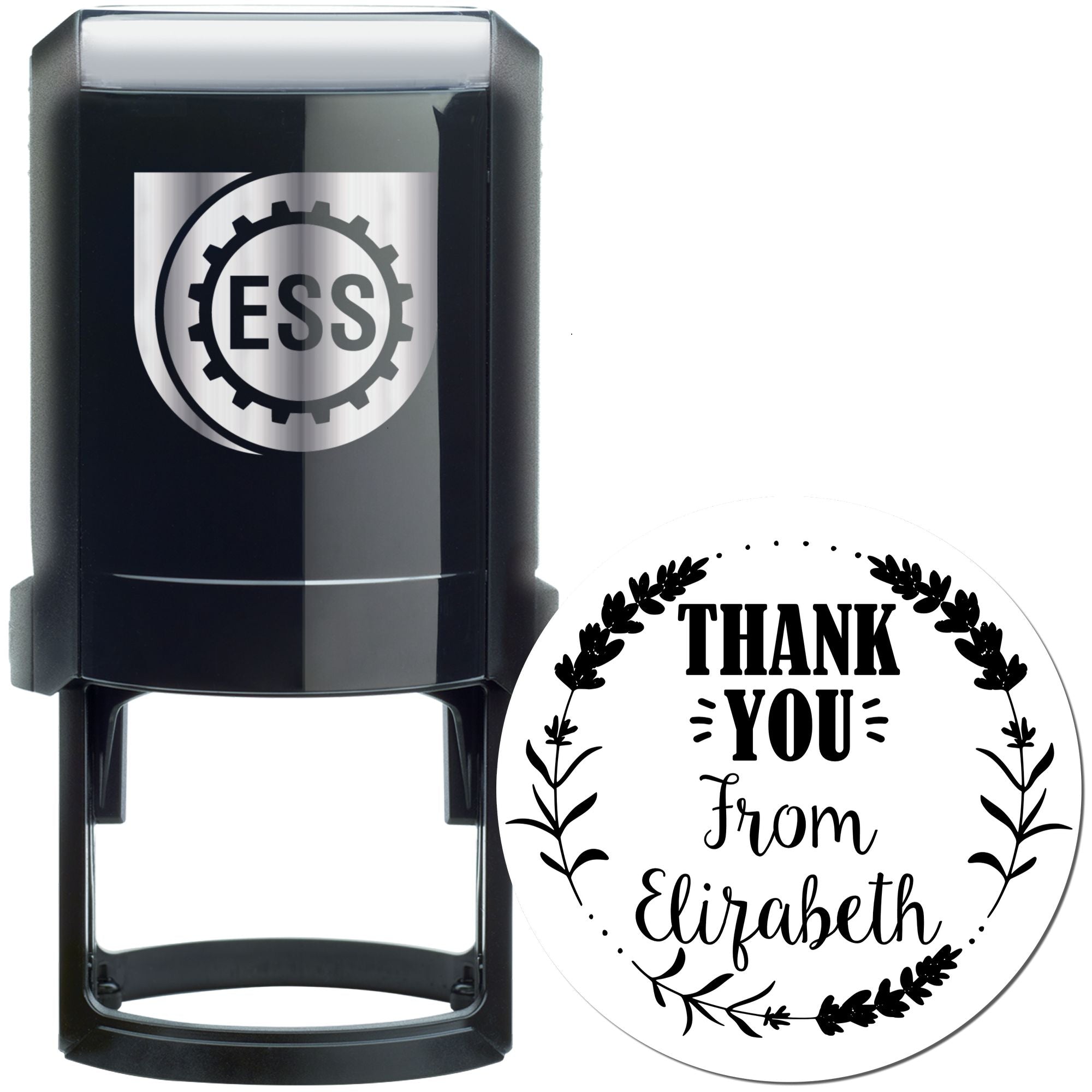 Botanical Wreath Elegant Gratitude Round Self-Inking Customized Thanks Stamp - Engineer Seal Stamps