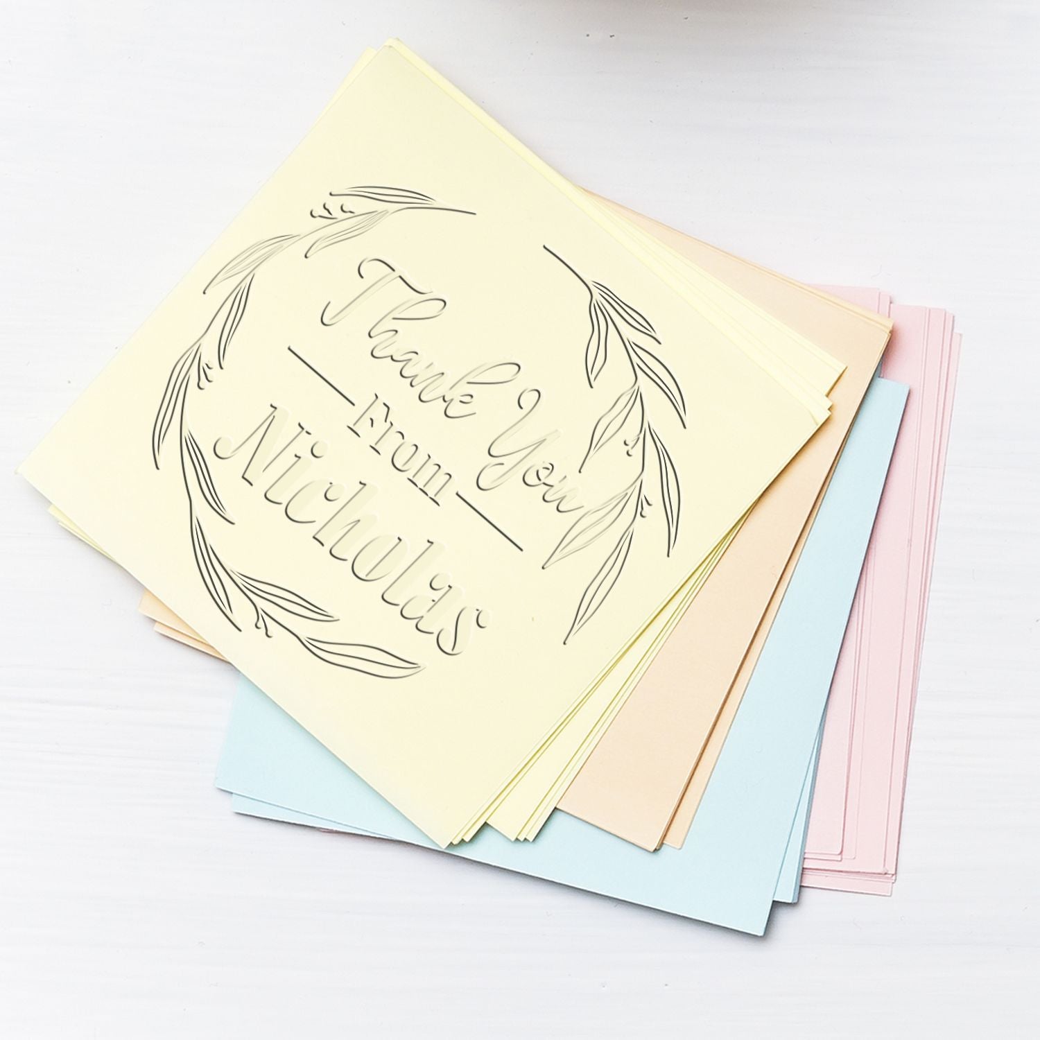 Soft Hand Drawn Elegant Gratitude Custom Thank You Seal Embosser