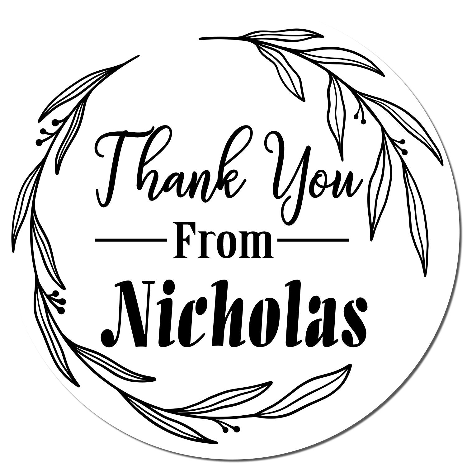 Round Hand Drawn Elegant Gratitude Customized Thanks Stamper