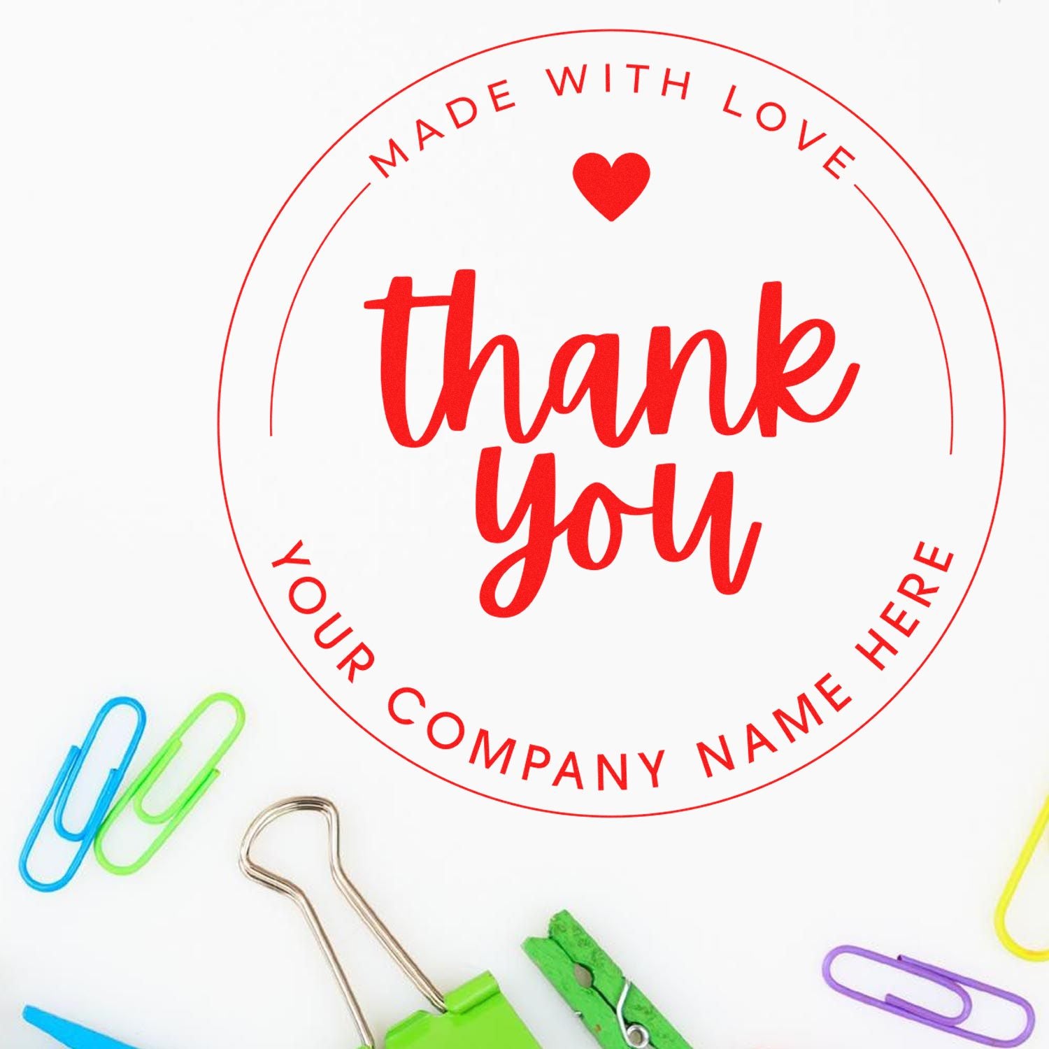 Round Bold Heartfelt Gratitude Personalized Thank You Stamp