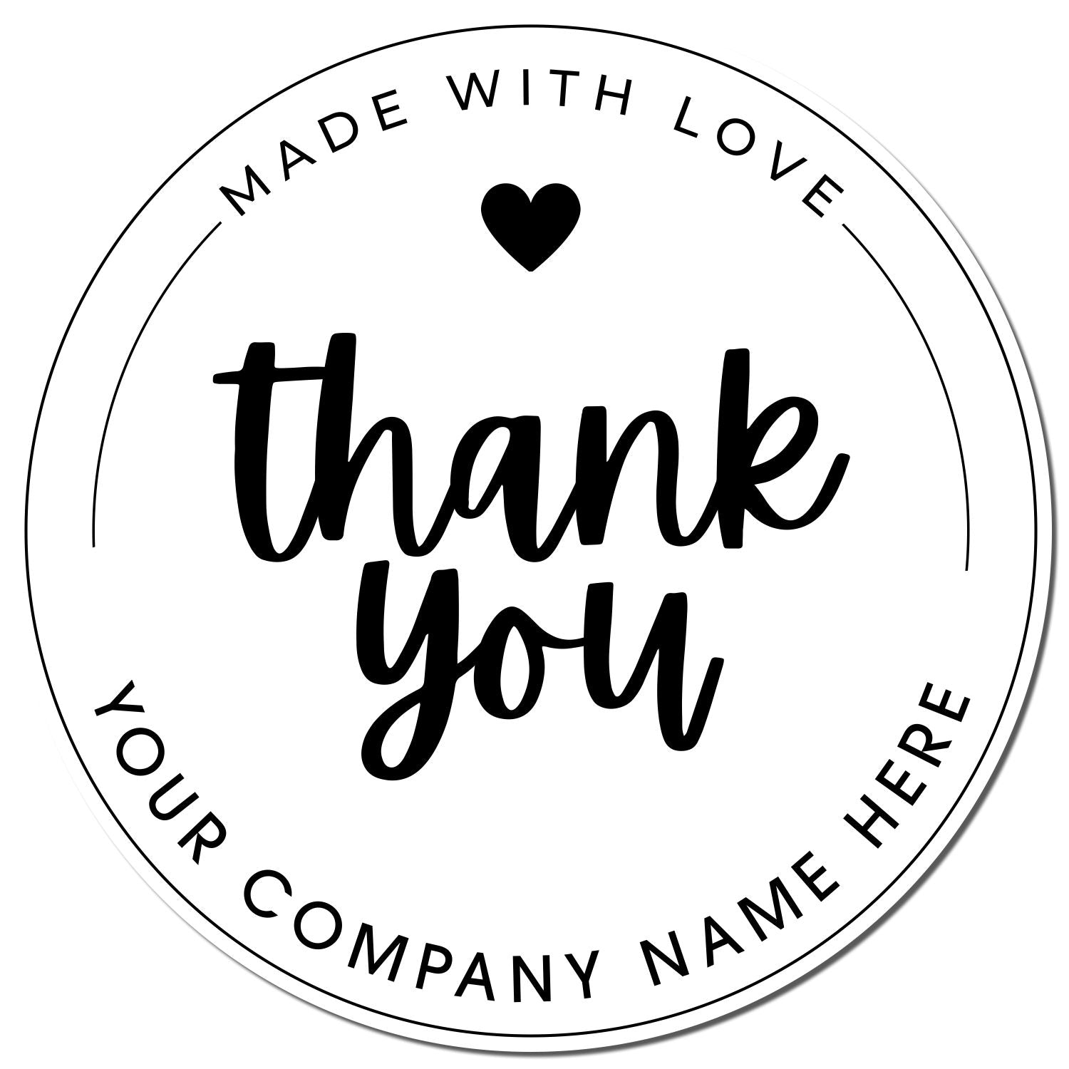 Round Bold Heartfelt Gratitude Personalized Thank You Stamp