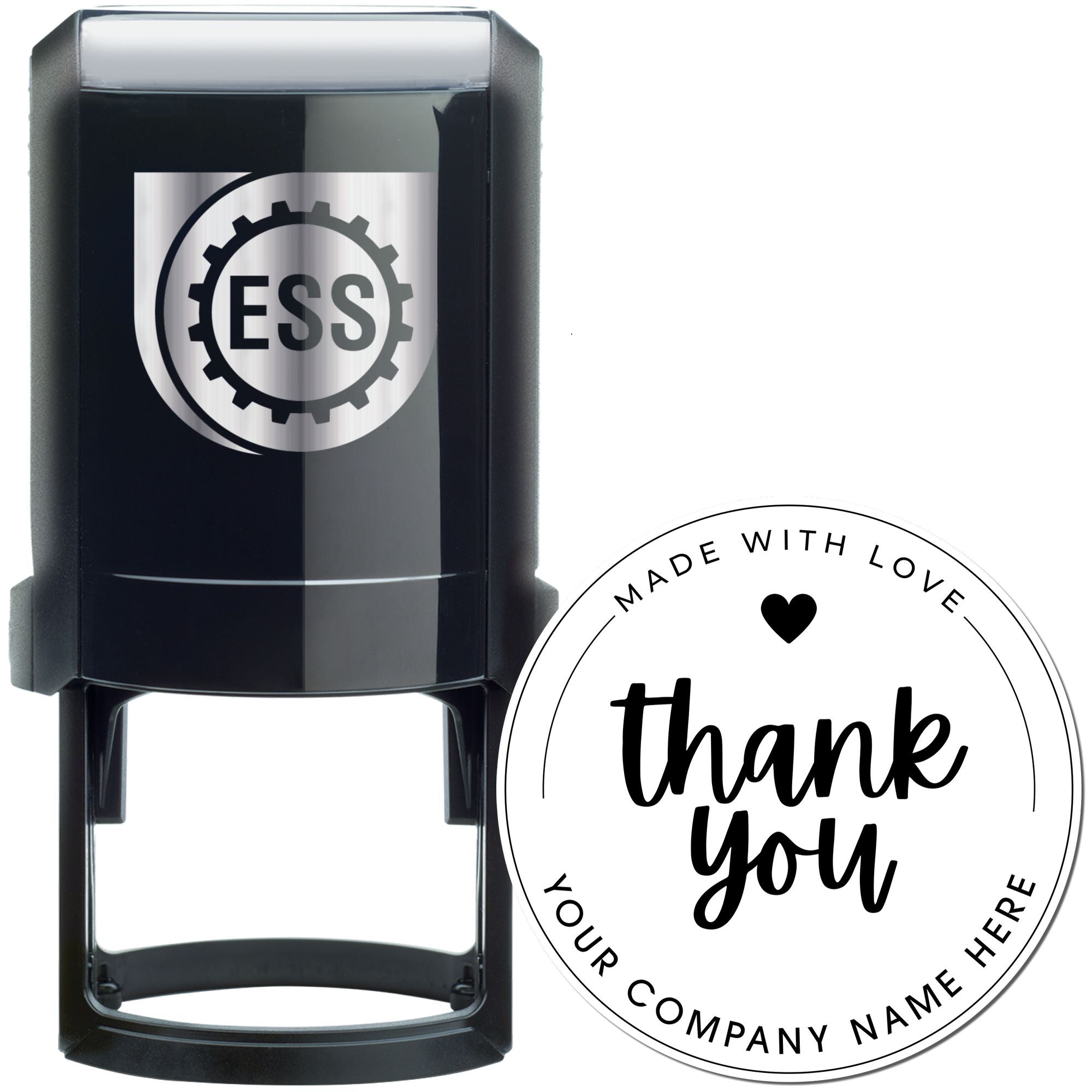 Bold Heartfelt Gratitude Round Self-Inking Personalized Thank You Rubber Stamp - Engineer Seal Stamps