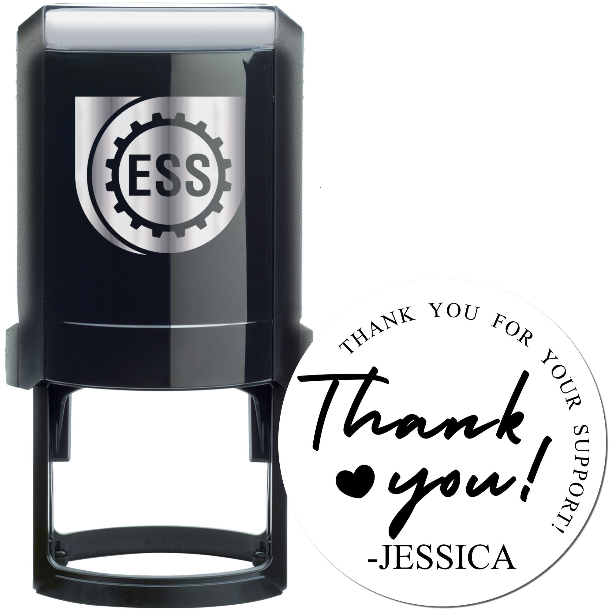 Heartfelt Thanks from Jessica Round Self-Inking Personalized Thank You Stamp - Engineer Seal Stamps