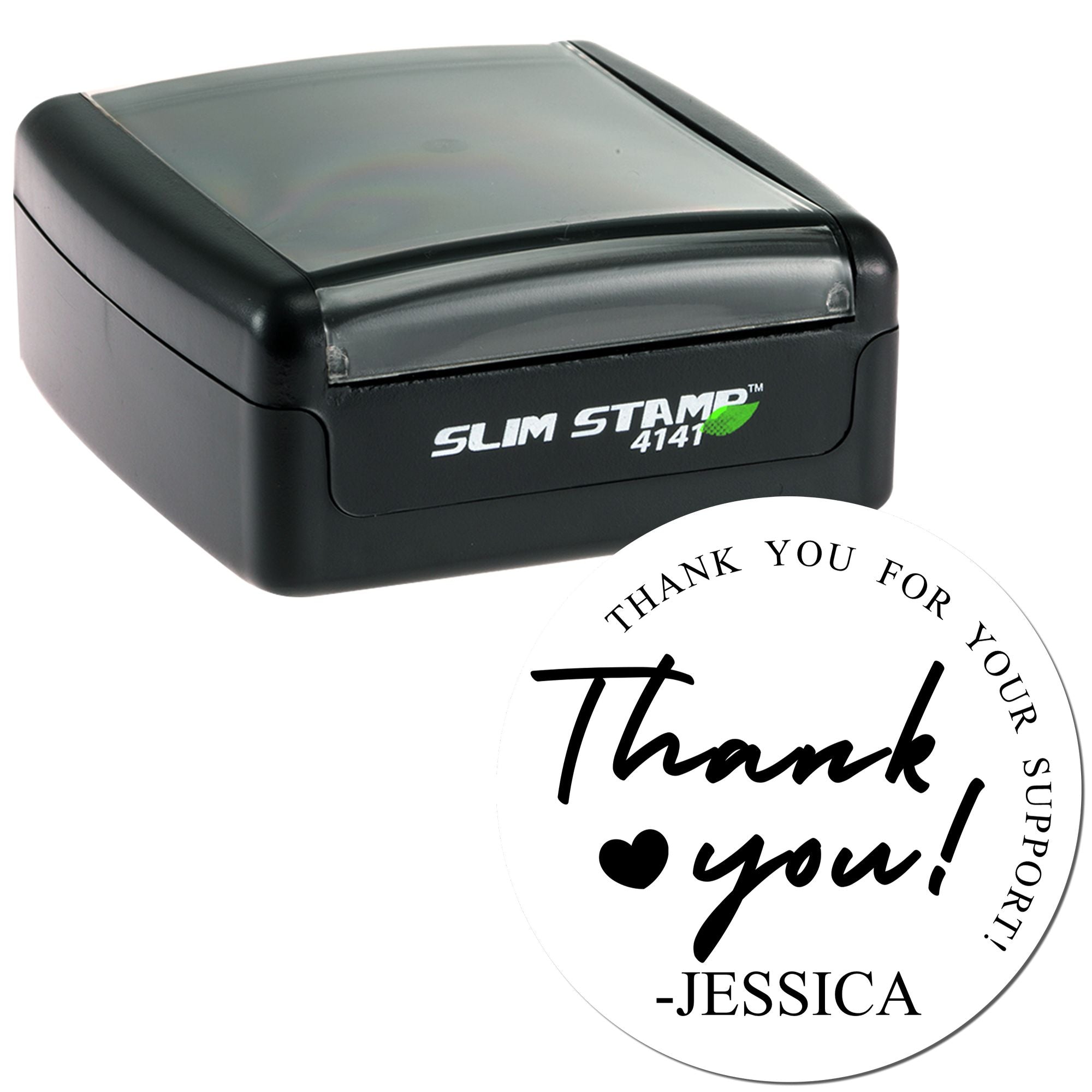 Portable Pre-Inked Heartfelt Thanks from Jessica Personalized Thank You Wood Stamp - Engineer Seal Stamps
