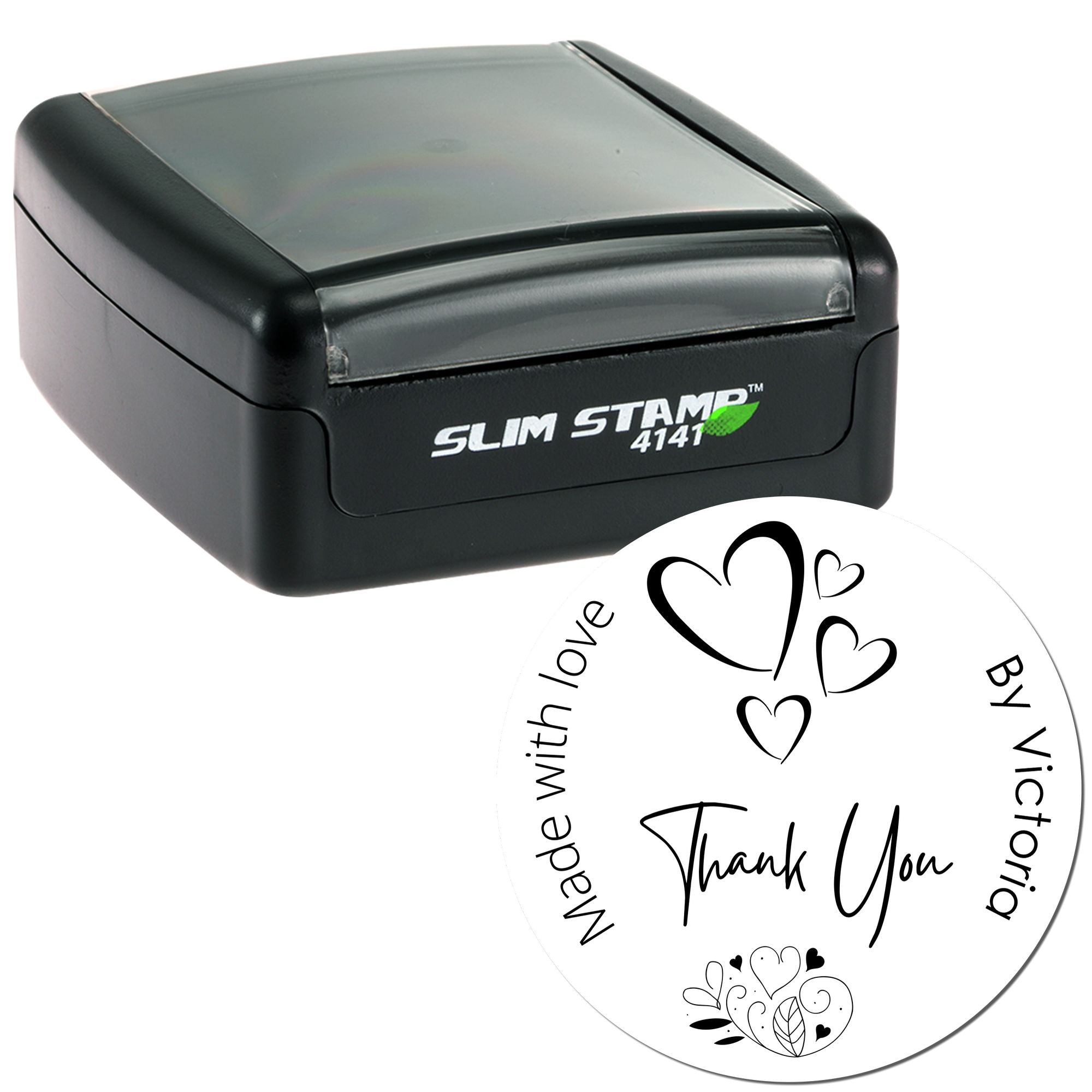 Portable Pre-Inked Heartfelt Gratitude by Victoria Personalized Thanks Wood Stamp - Engineer Seal Stamps