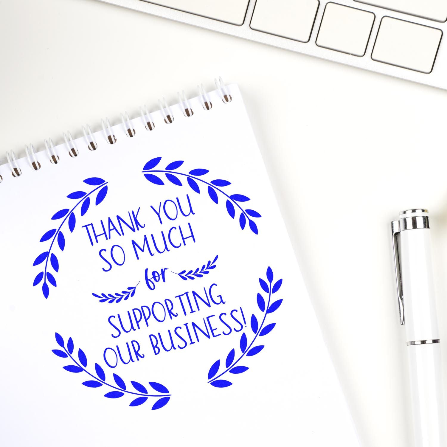 Round Grateful Business Laurel Business Custom Thank You Stamp