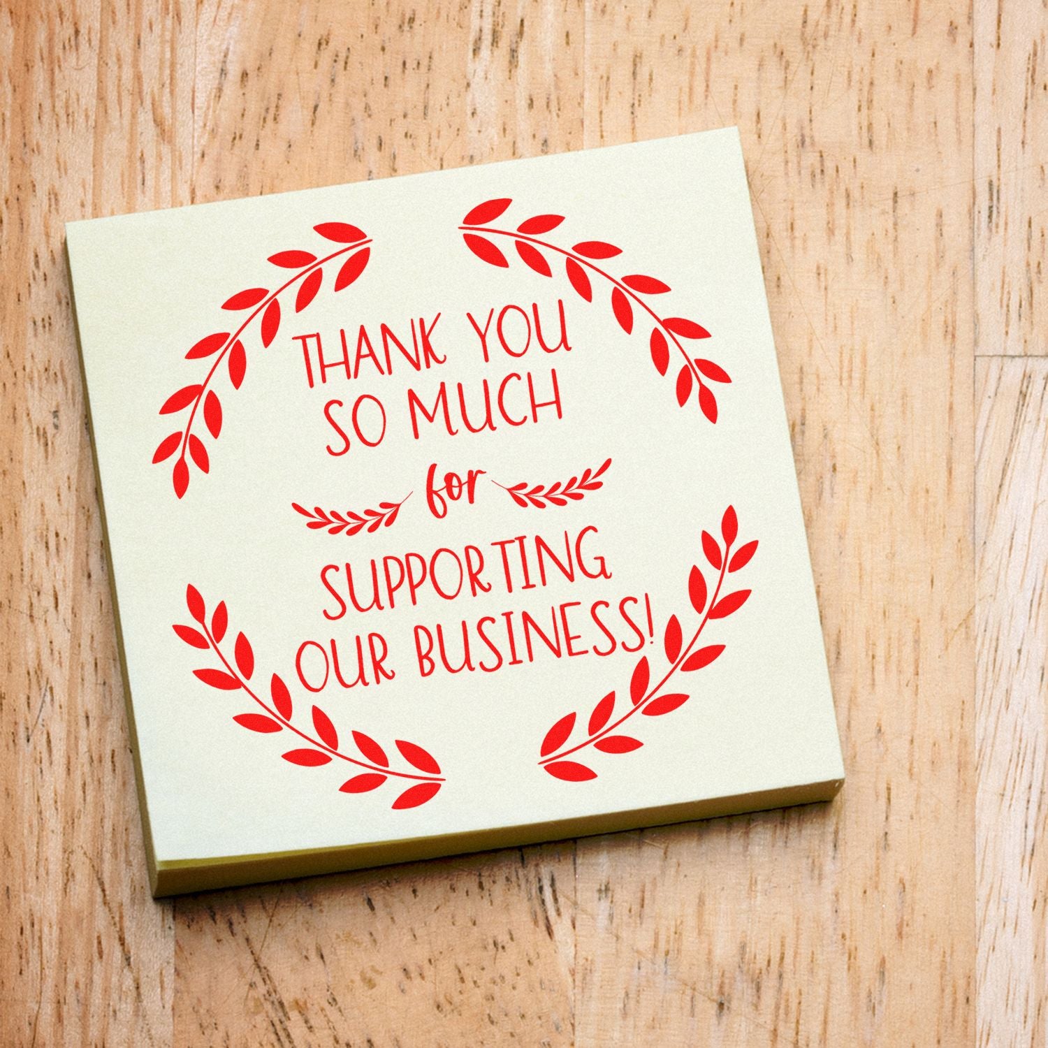 Round Grateful Business Laurel Business Custom Thank You Stamp
