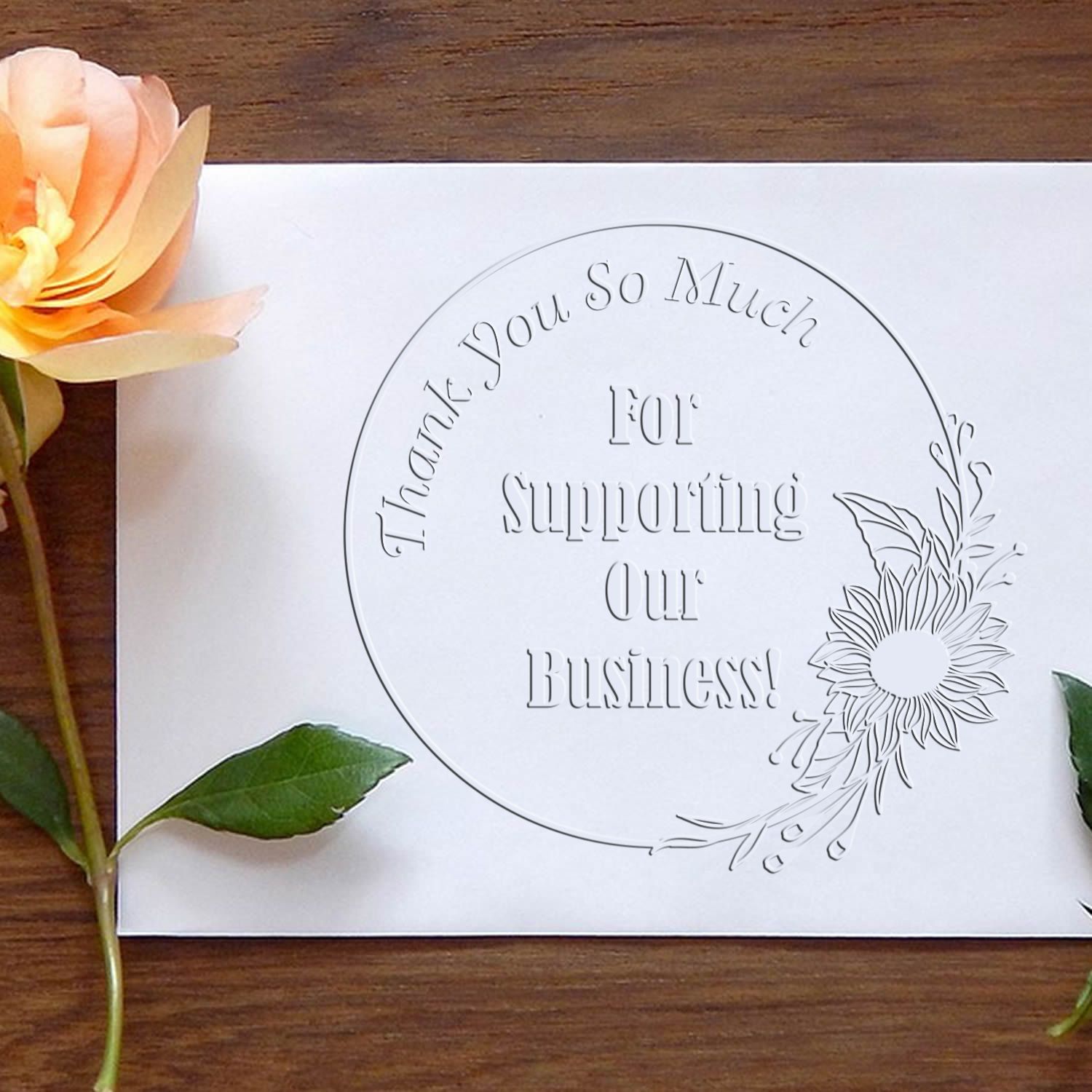 Hybrid Grateful Sunflower Seal Custom Thanks Seal Embosser - Engineer Seal Stamps