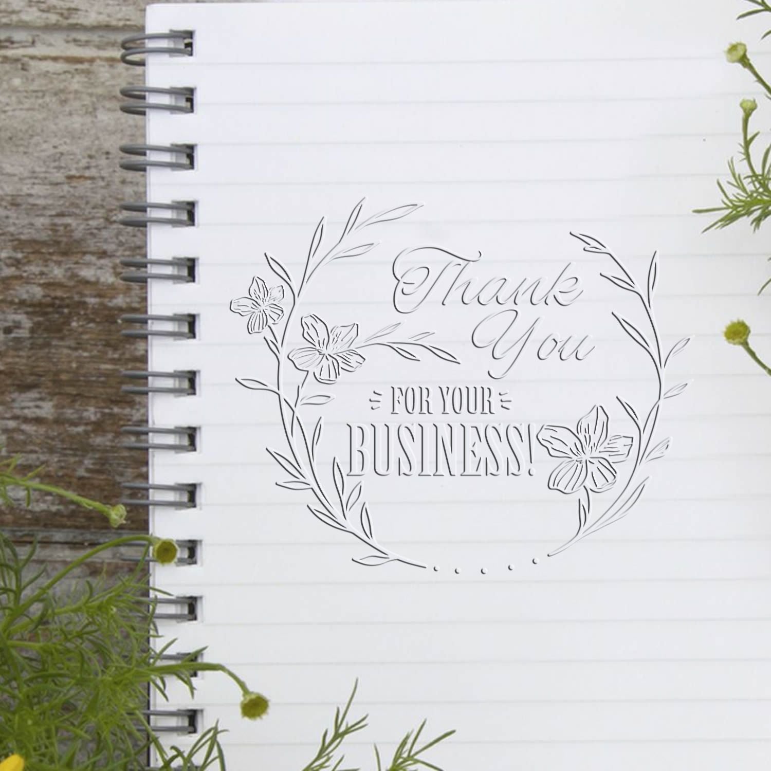 Hybrid Floral Gratitude Custom Thanks Embosser - Engineer Seal Stamps