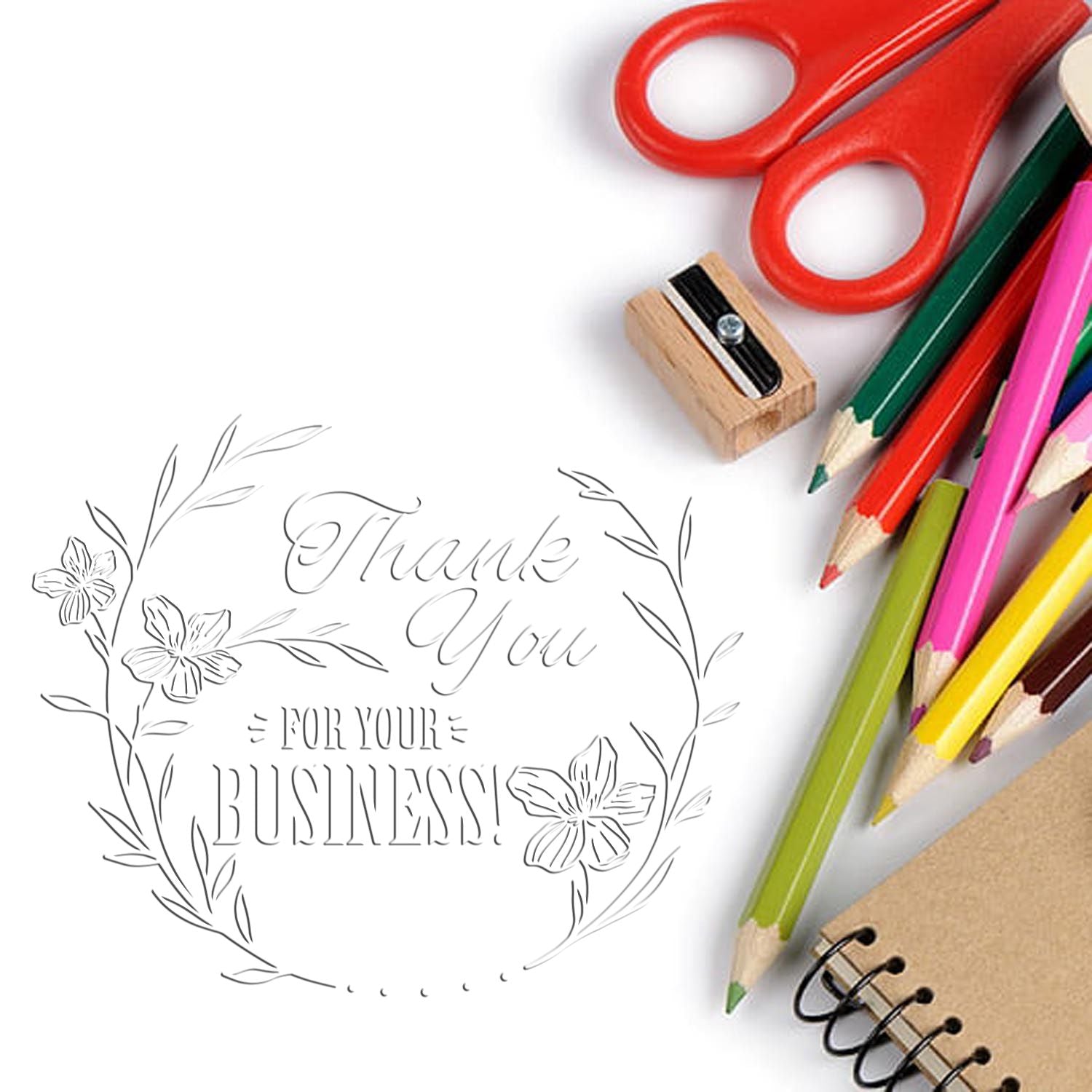 Hybrid Floral Gratitude Custom Thanks Embosser - Engineer Seal Stamps