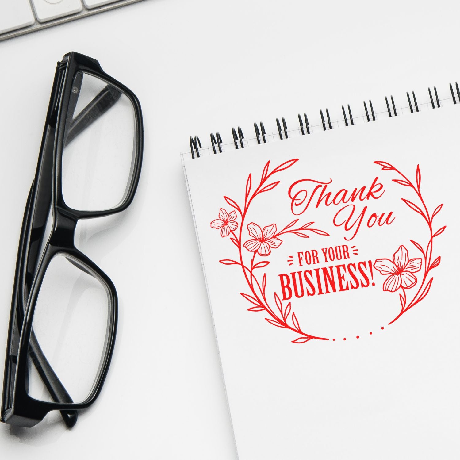 Round Floral Gratitude Business Custom Thank You Wood Stamp