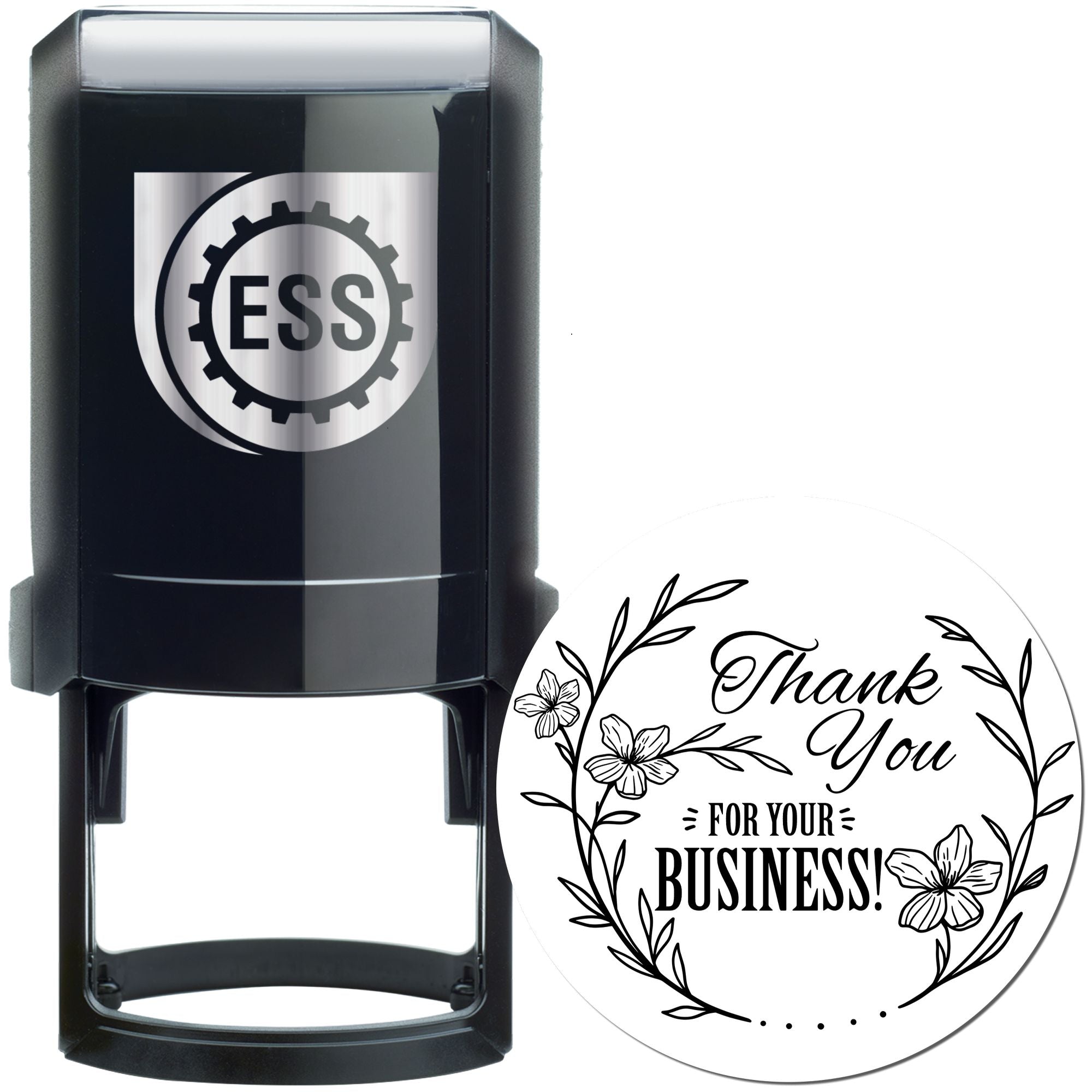 Floral Gratitude Self-Inking Personalized Thank You Stamp - Engineer Seal Stamps