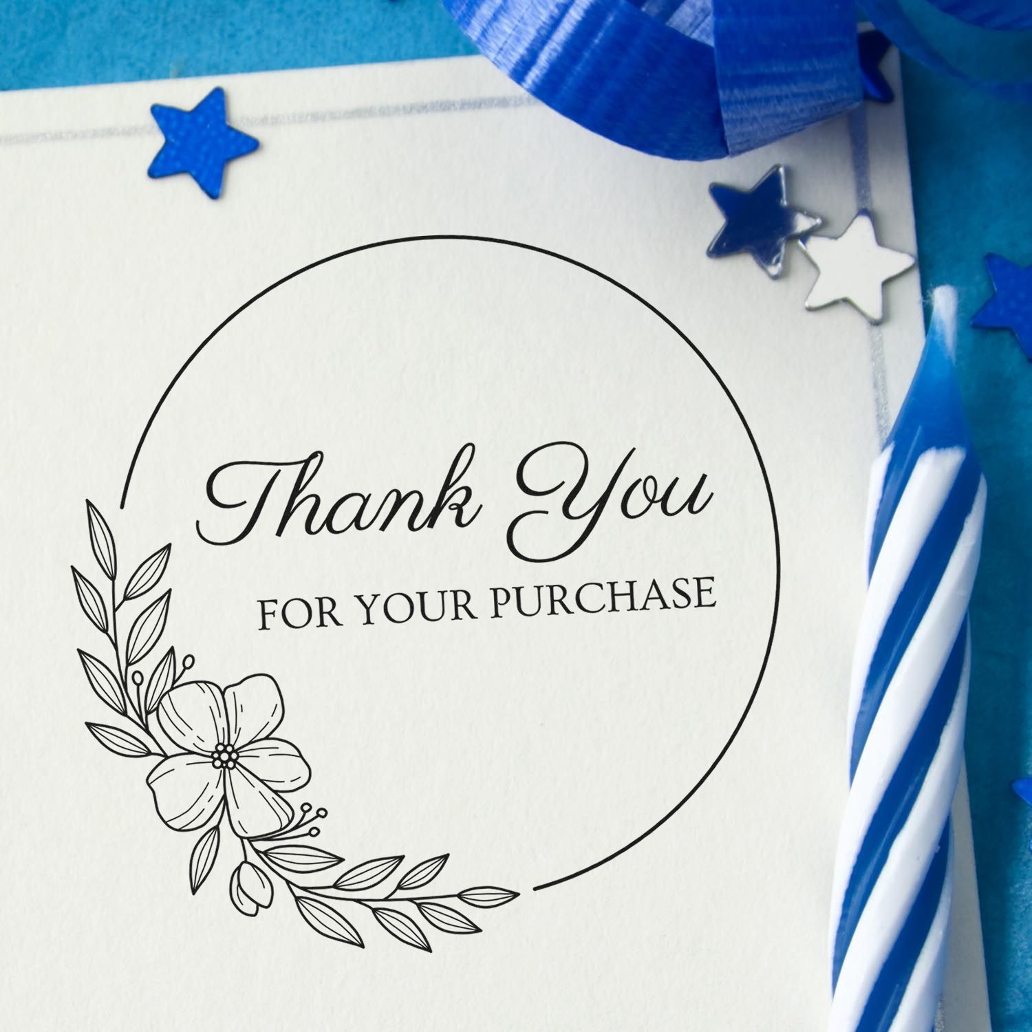 Round Elegant Floral Gratitude Customized Thanks Stamp - Engineer Seal Stamps
