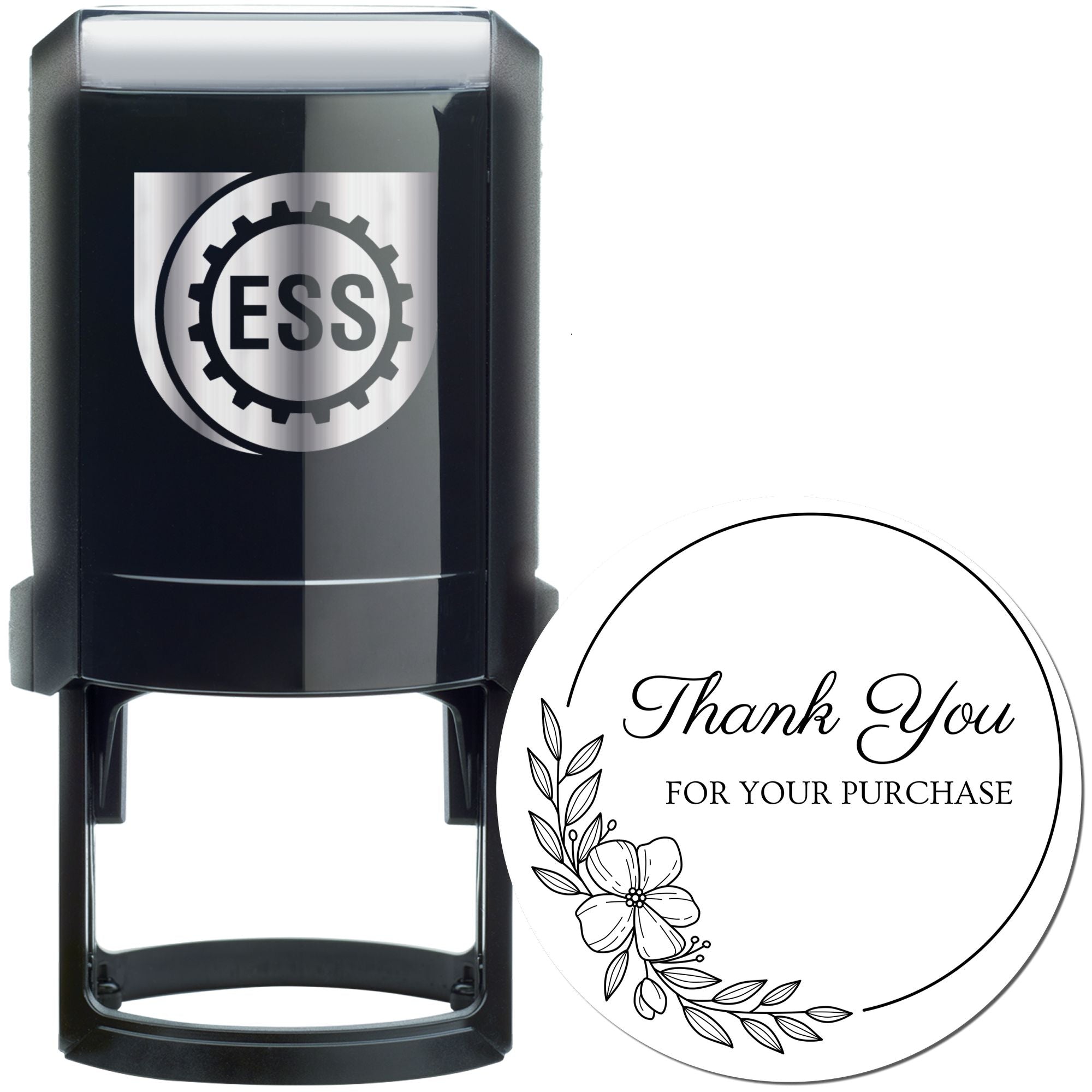 Elegant Floral Gratitude Self-Inking Personalized Thanks Stamper - Engineer Seal Stamps