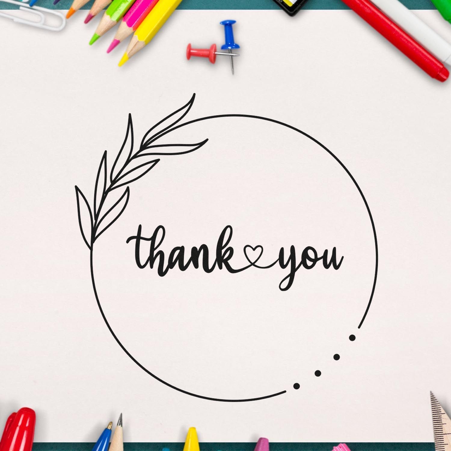 Round Elegant Gratitude Customized Thanks Wood Stamp - Engineer Seal Stamps