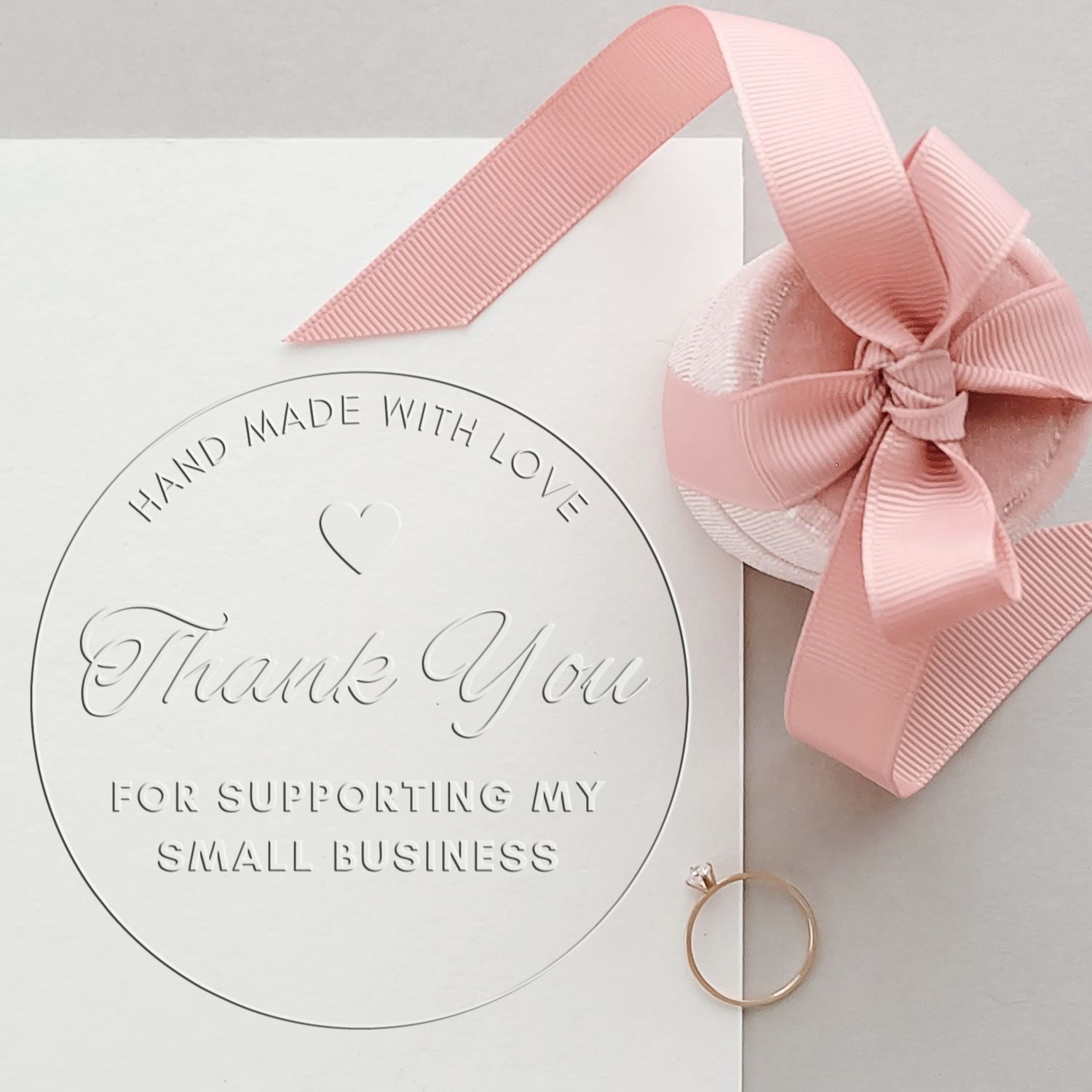 Soft Handmade with Love Heartfelt Gratitude Custom-Made Thank You Stamp Embosser