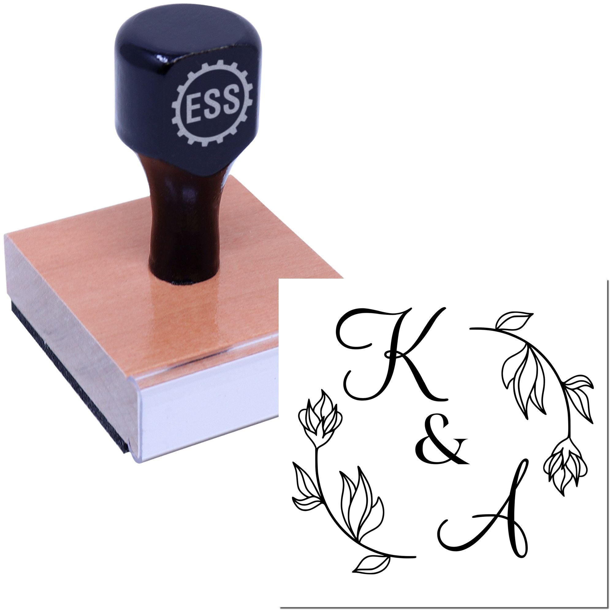 Square Floral Elegance Monogram Couples' Initial Stamp