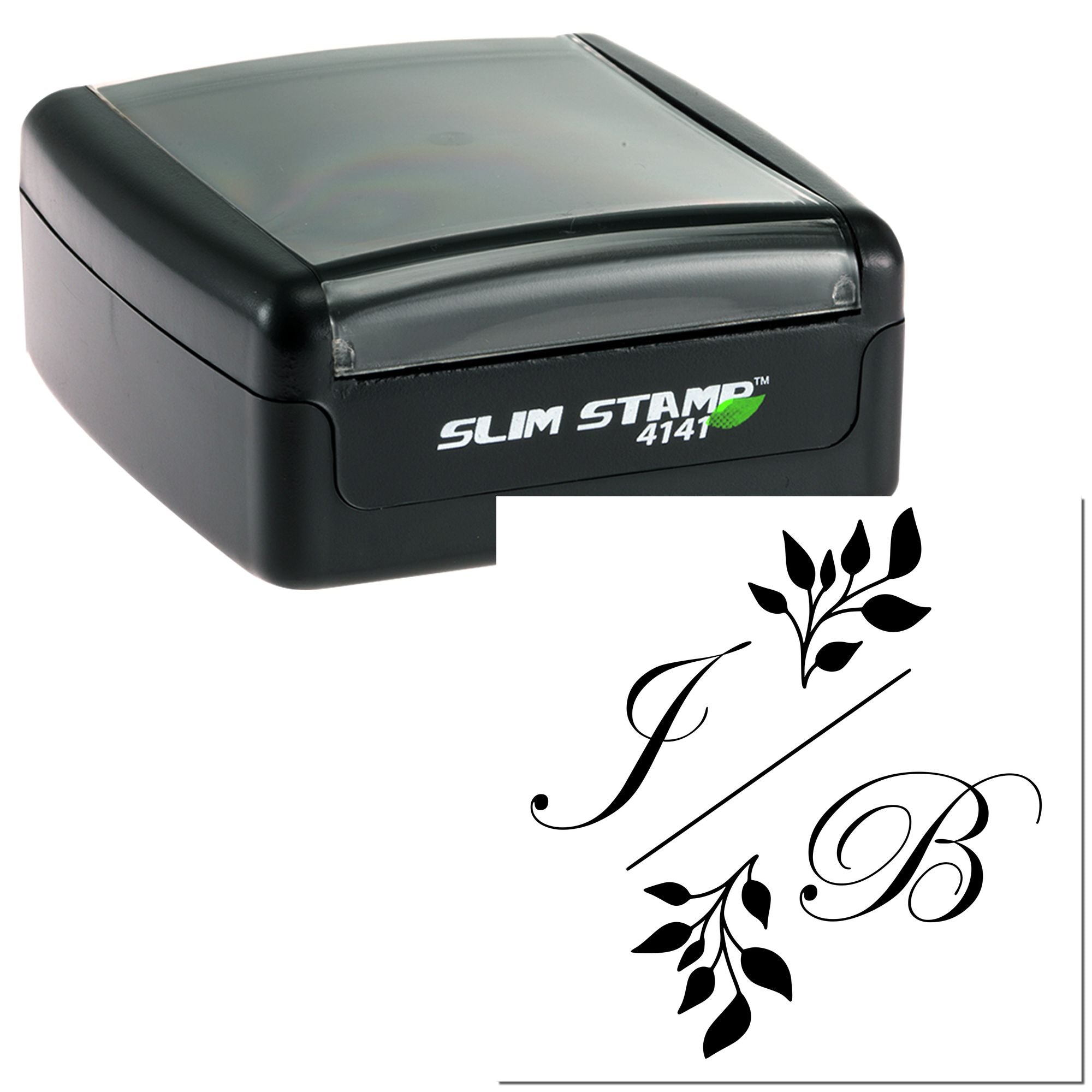 Floral Initial Elegance Custom Initial Rubber Stamp - Engineer Seal Stamps