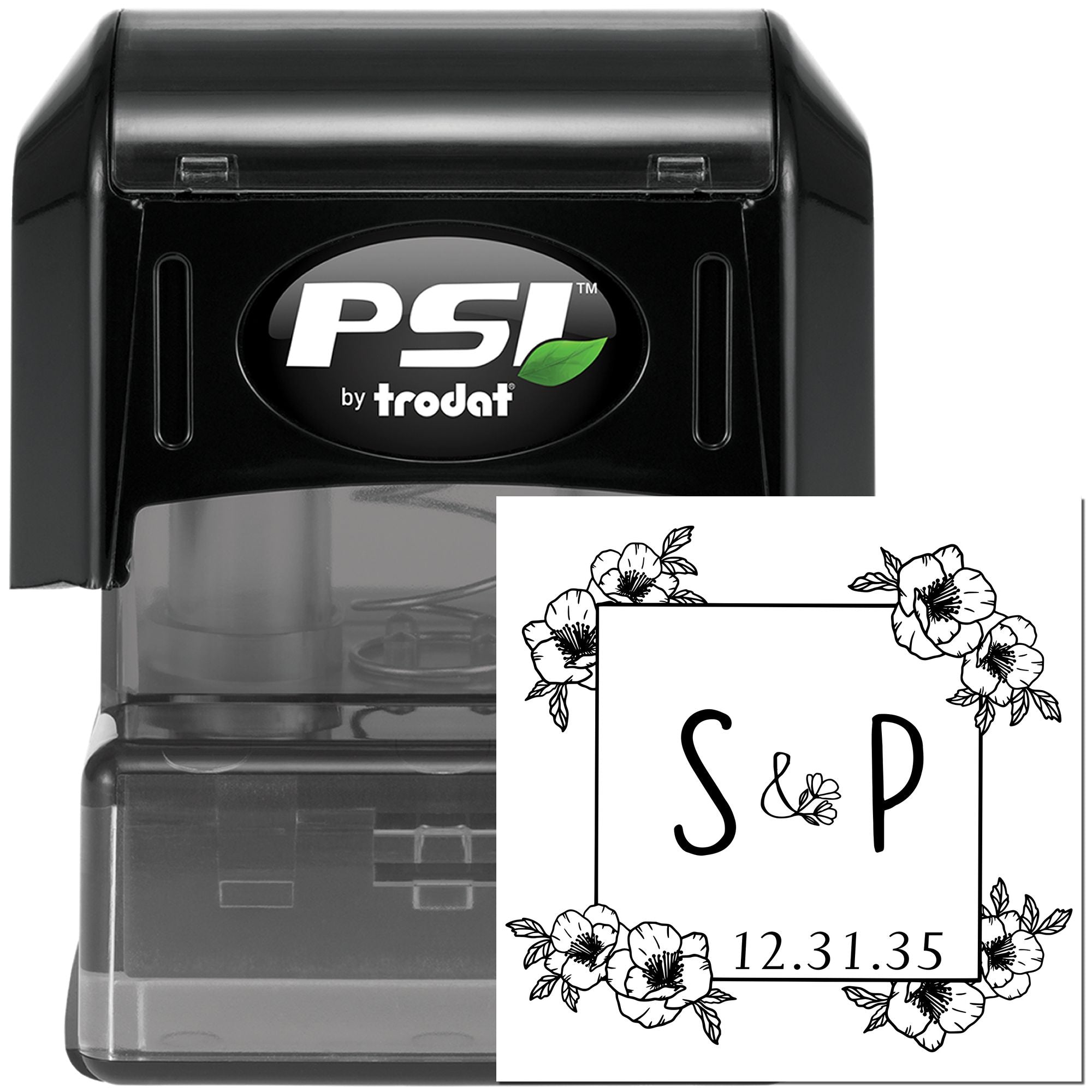 Botanical Grace Customized Craft Initial Rubber Stamp - Engineer Seal Stamps