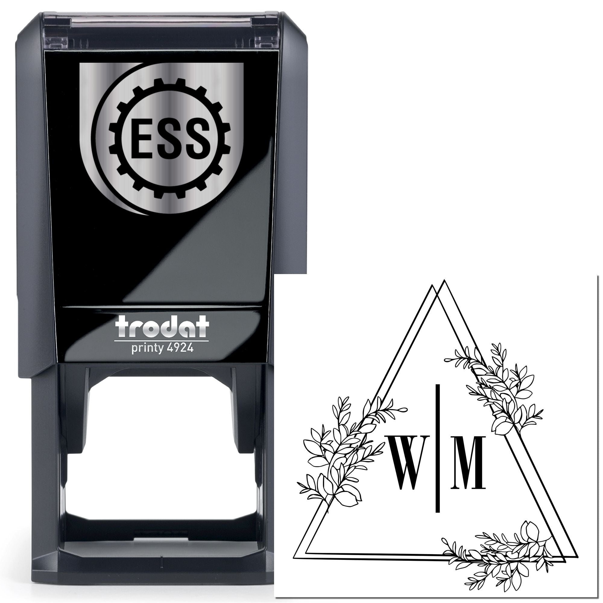 Floral Geometric Elegance Custom Monogram Initial Stamper - Engineer Seal Stamps
