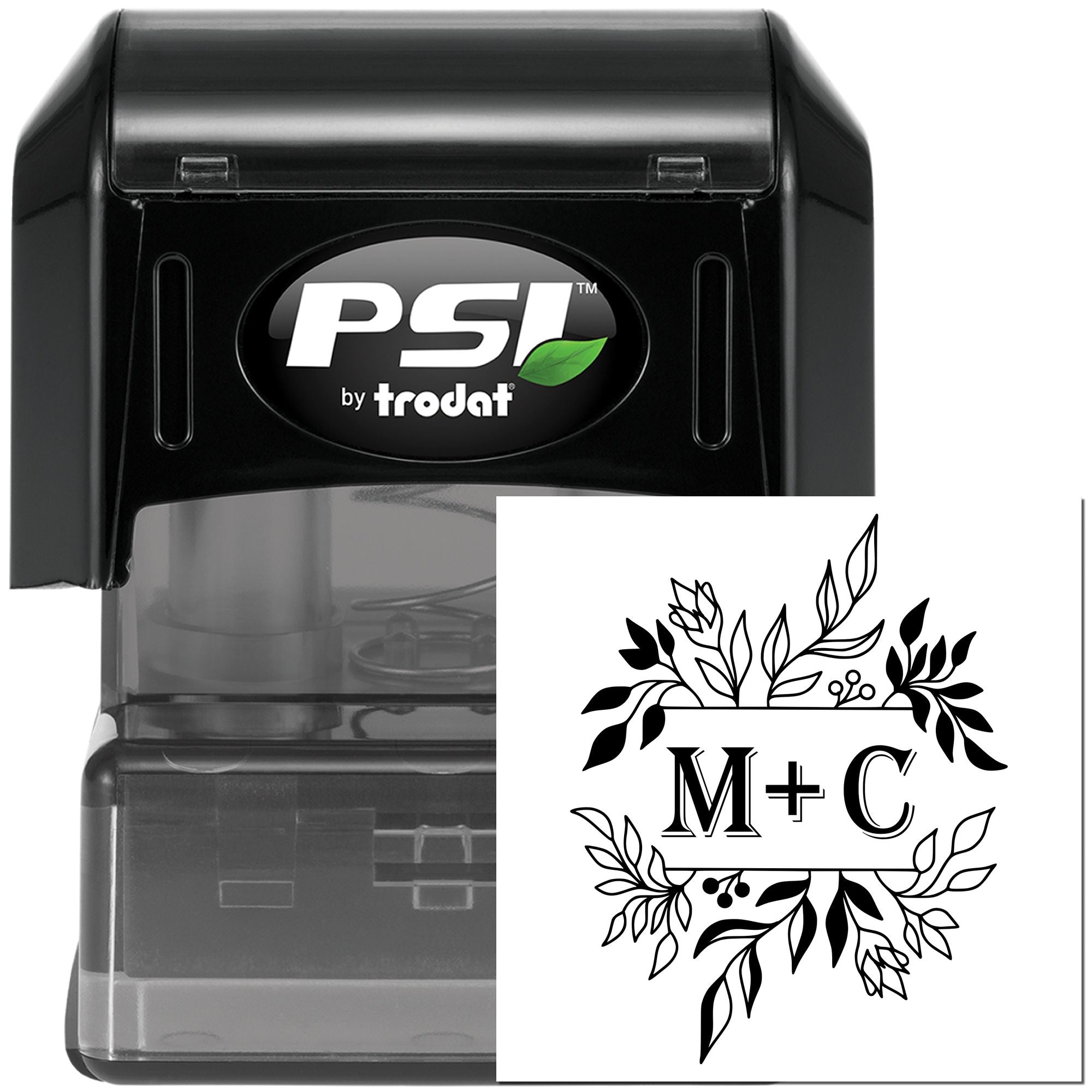 Botanical Bliss Monogram Customized Couples' Stamper - Engineer Seal Stamps
