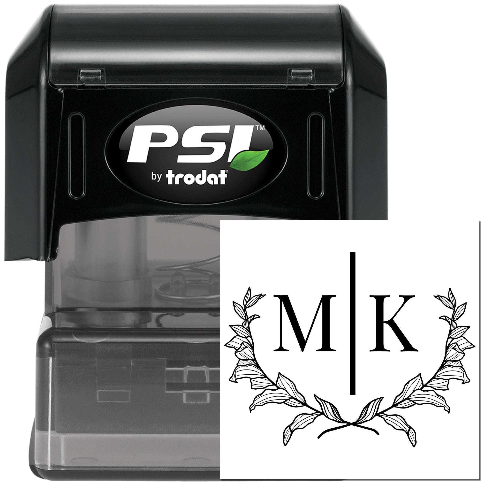 Elegant Laurel Monogram Customized Wedding Name Stamp - Engineer Seal Stamps
