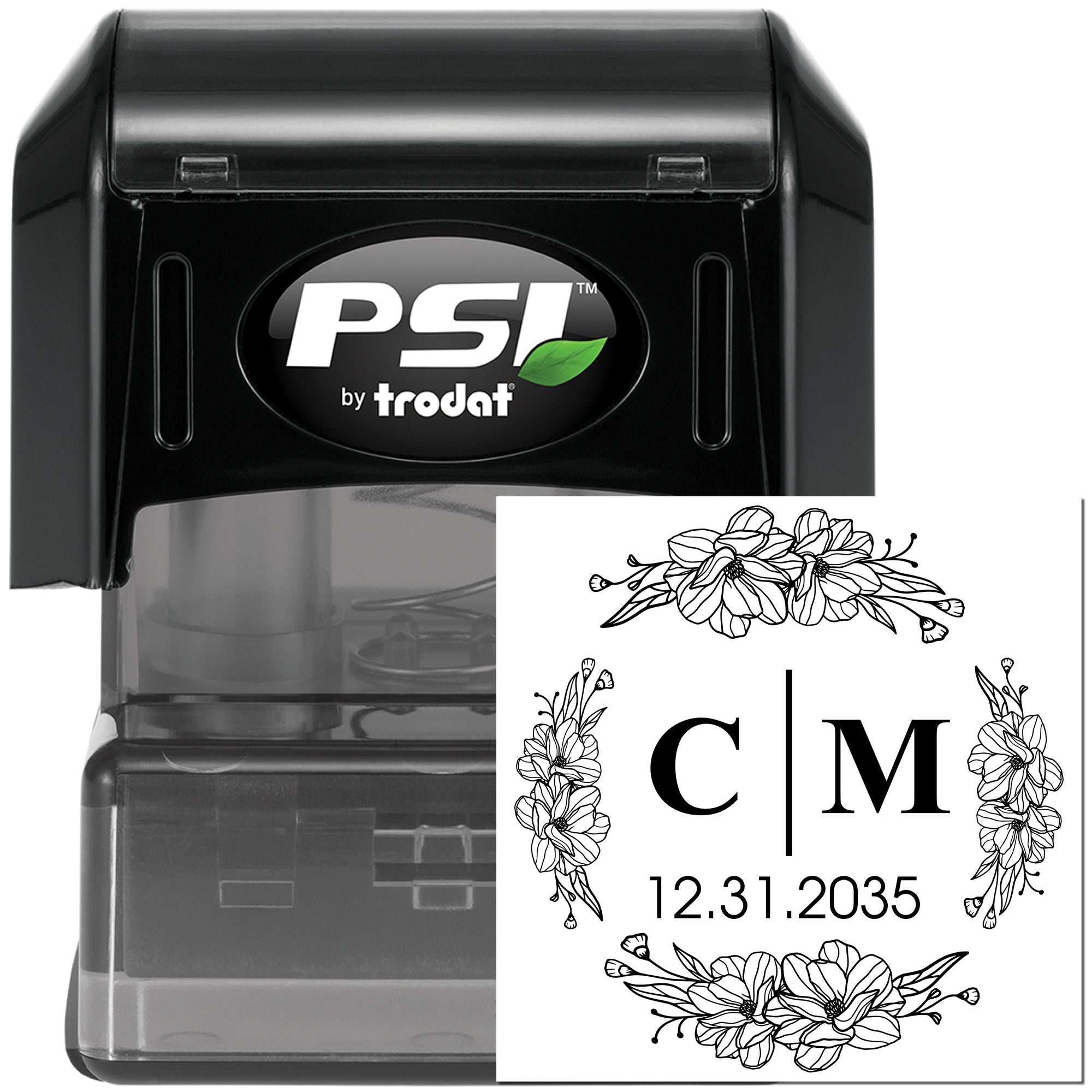 Botanical Grace Customized Monogram Couples' Stamper - Engineer Seal Stamps
