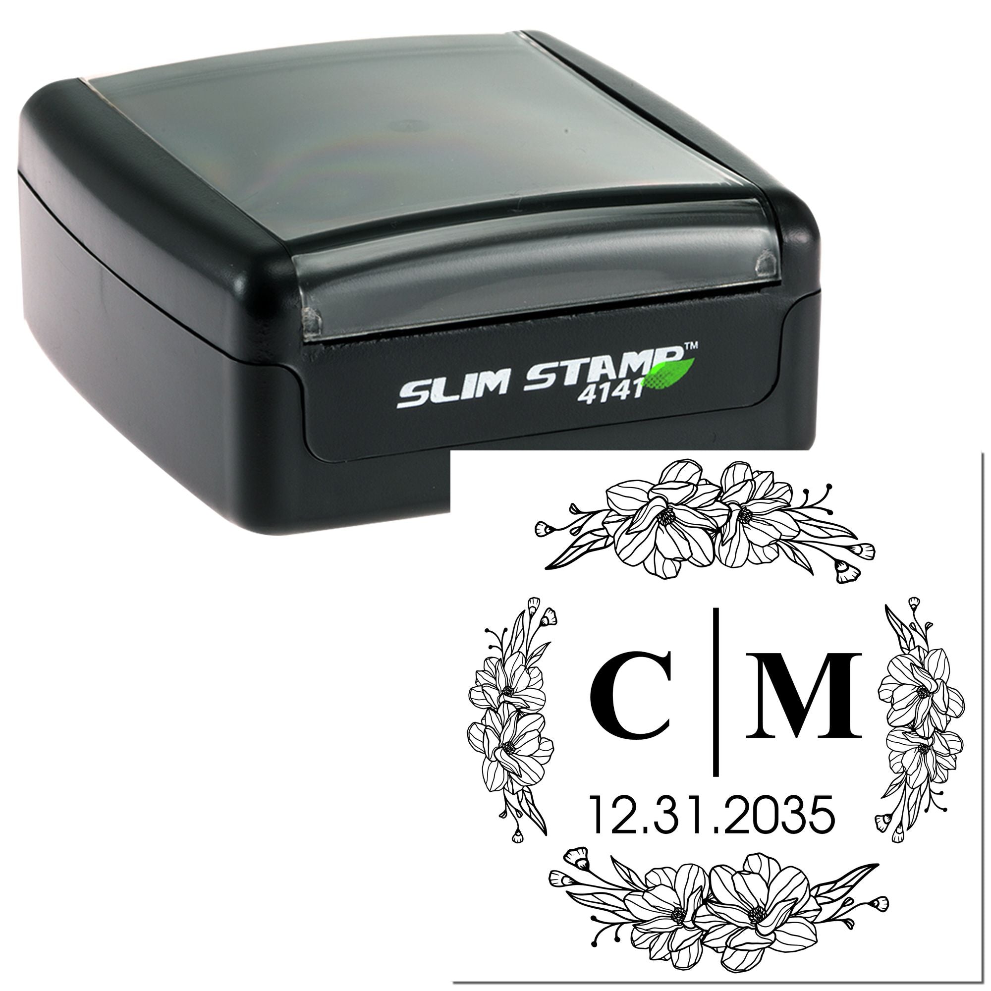 Botanical Grace Custom Couples' Wedding Logo Stamp - Engineer Seal Stamps