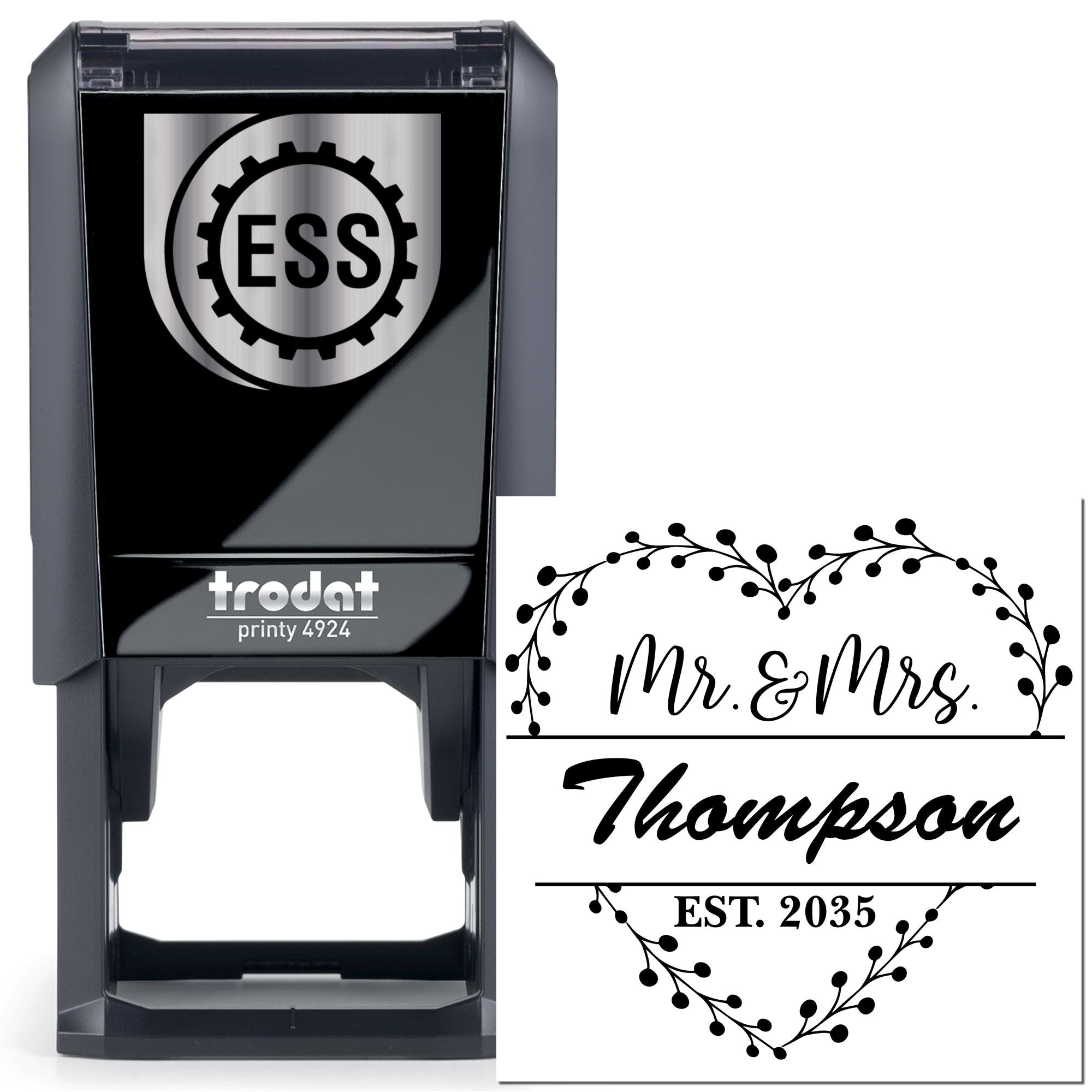 Love Blossoms Custom Wedding Monogram Stamp - Engineer Seal Stamps