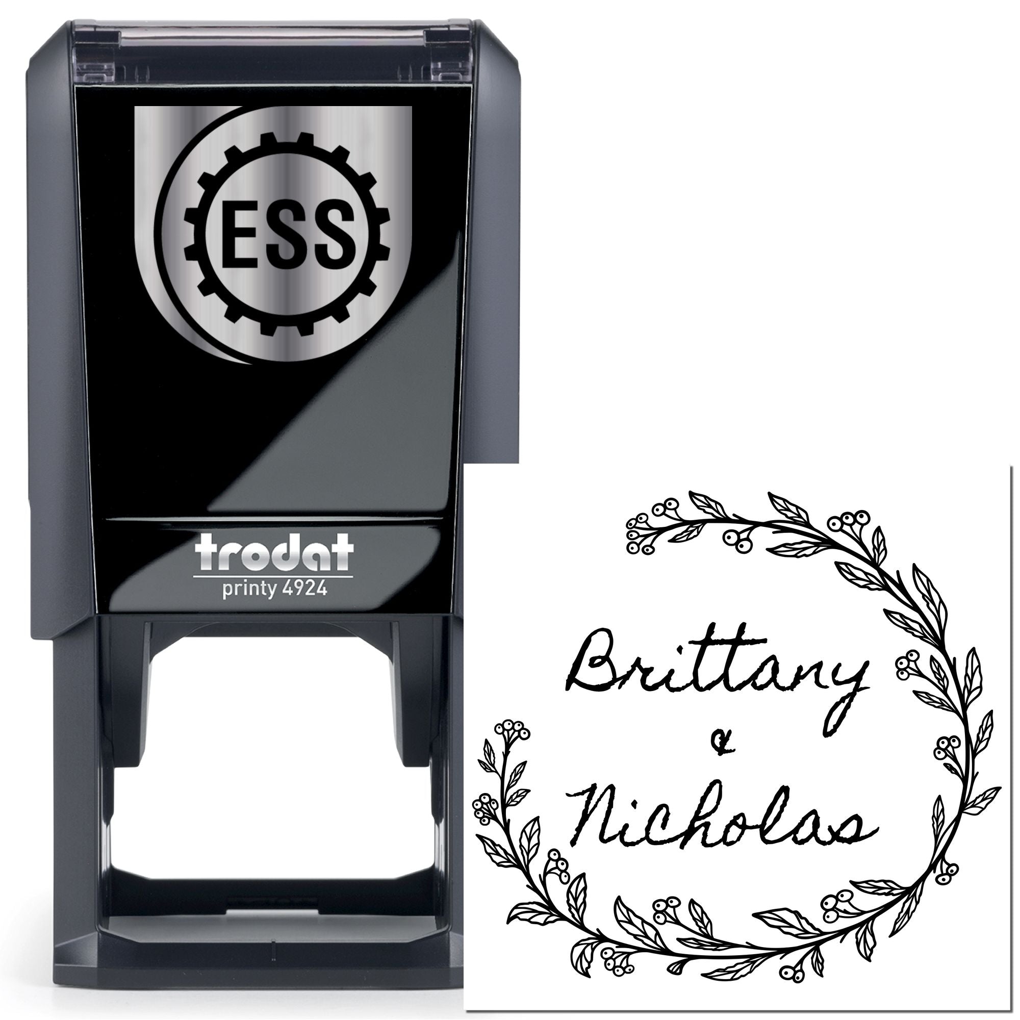 Floral Affection Custom Wedding Invitation Initial Stamp - Engineer Seal Stamps