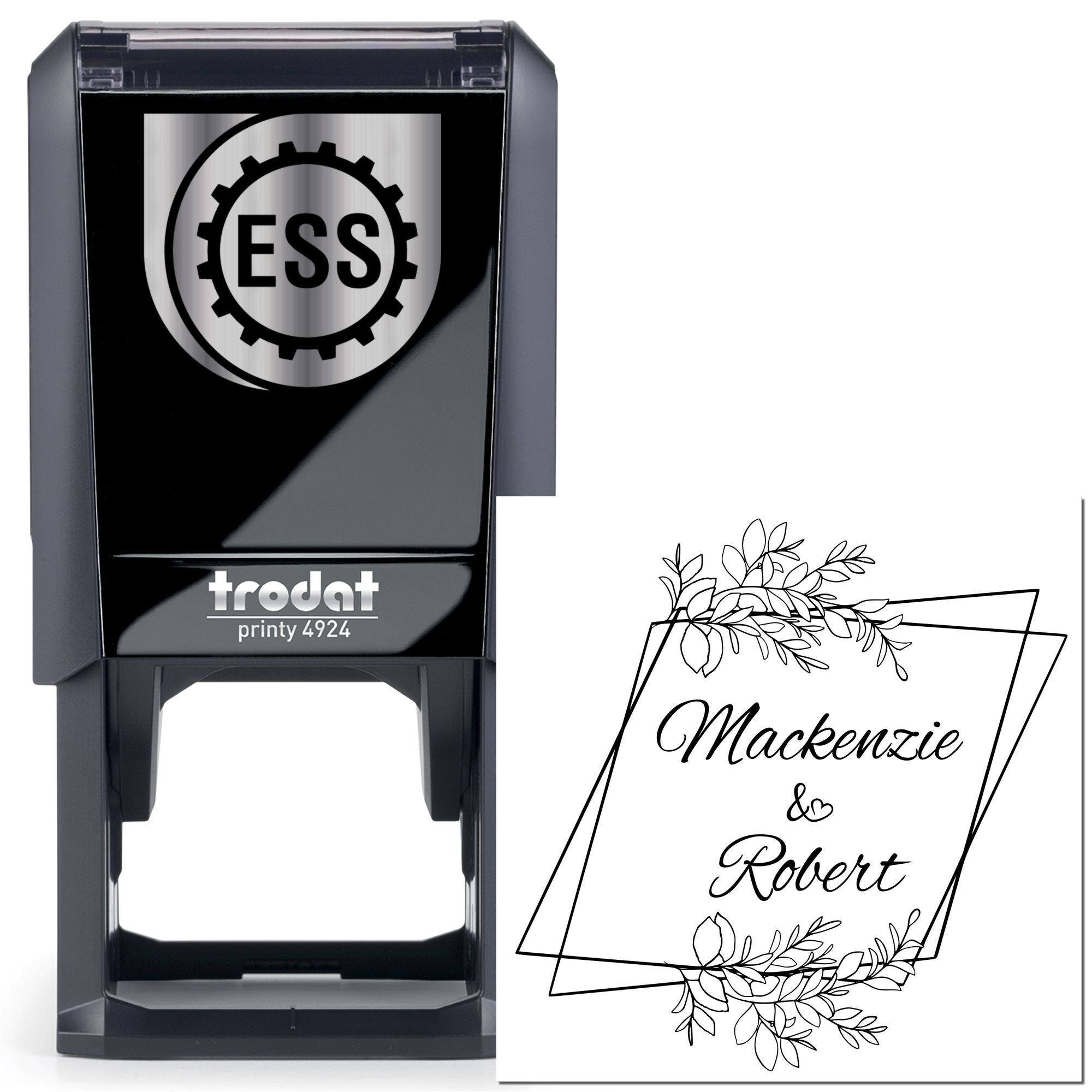 Elegant Blooms Custom Wedding Invitation Initial Stamper - Engineer Seal Stamps