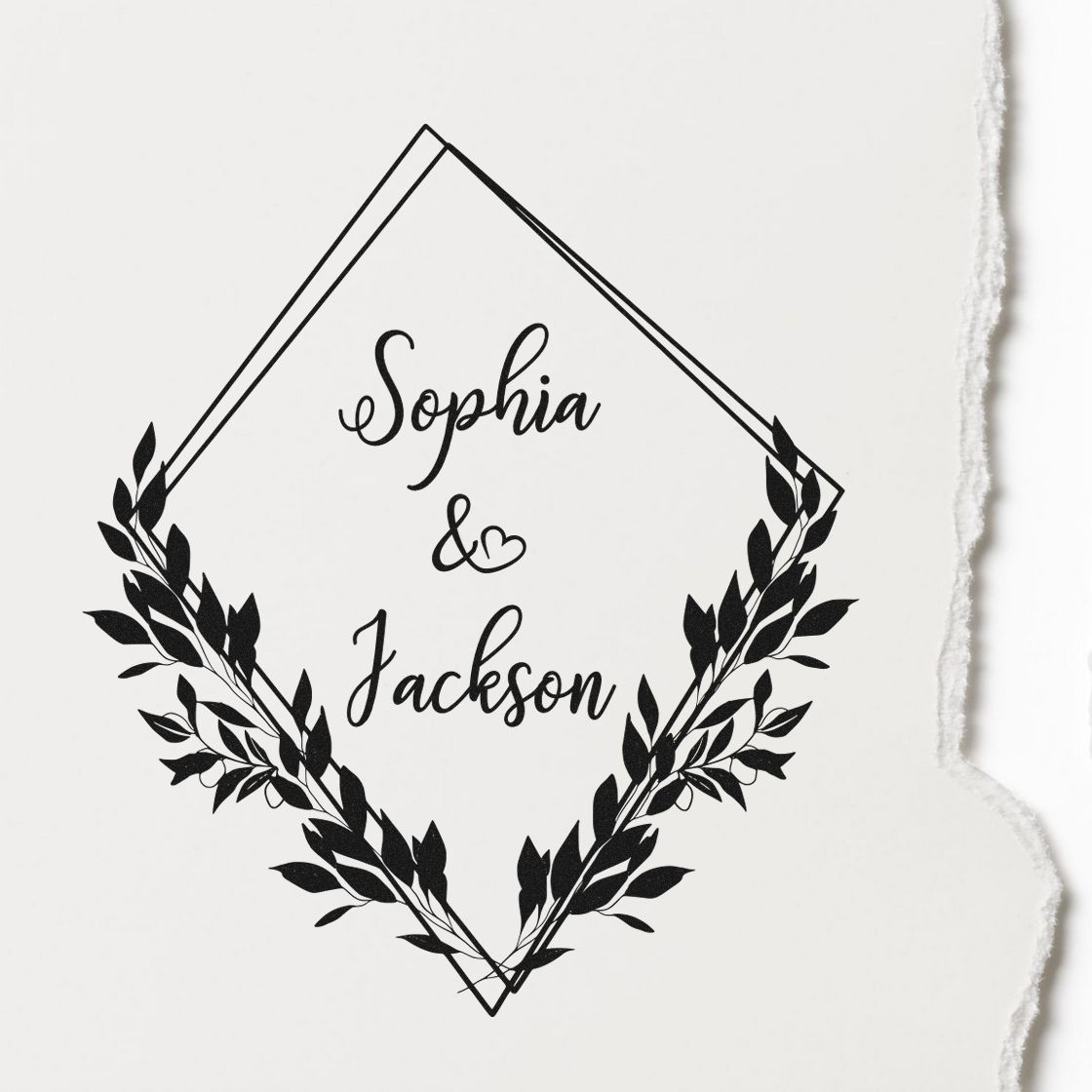 Square Floral Grace Couples' Name Stamp
