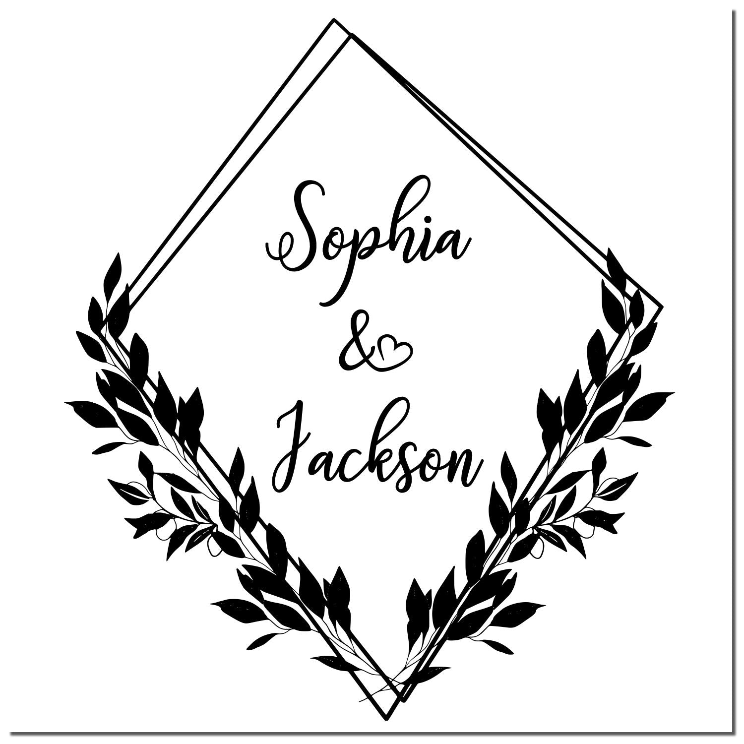 Square Floral Grace Couples' Name Stamp