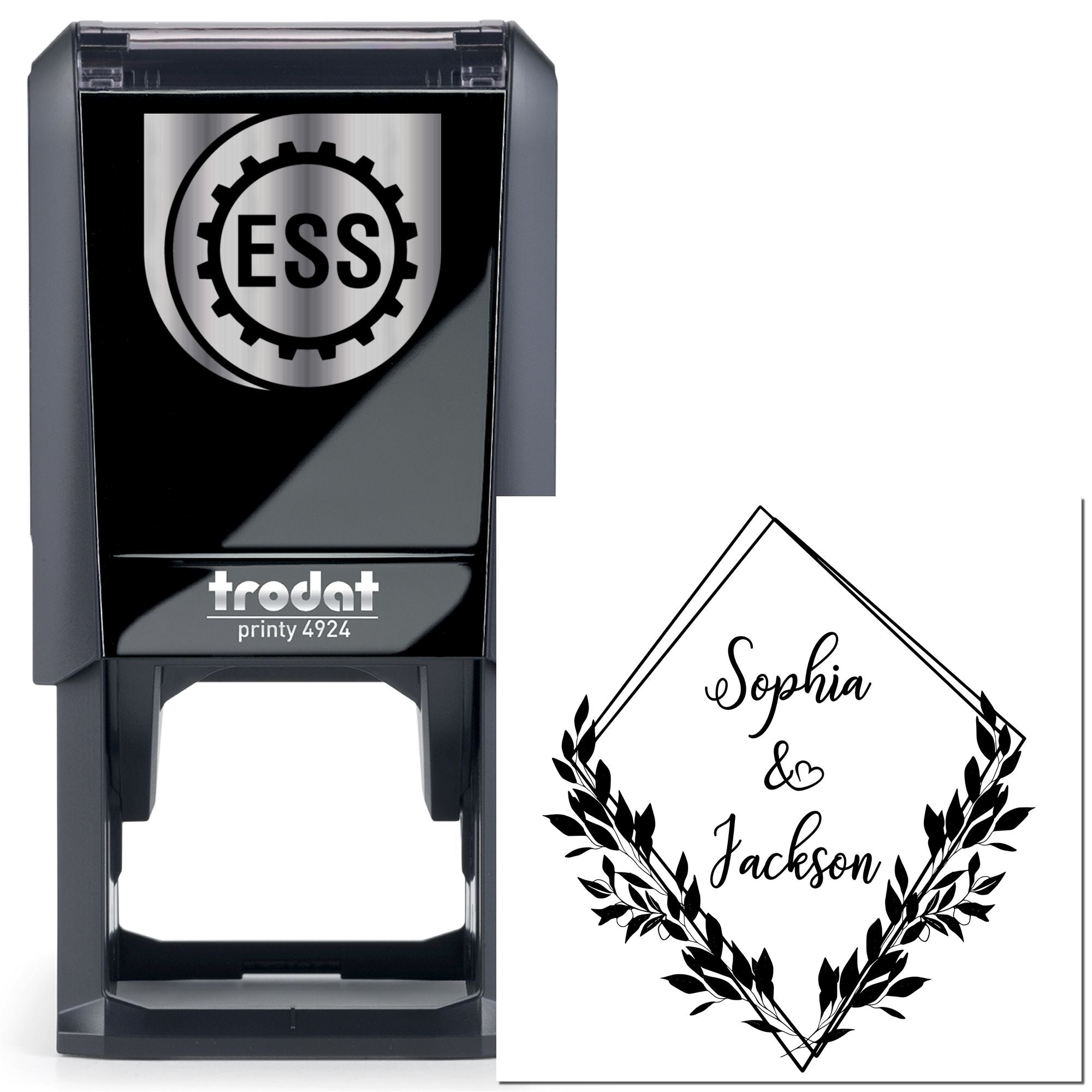Floral Grace Custom Couples' Wedding Logo Stamp - Engineer Seal Stamps