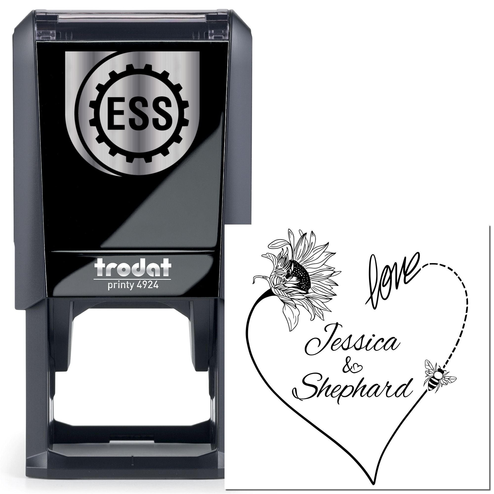 Love in Bloom Custom Script Monogram Stamper - Engineer Seal Stamps